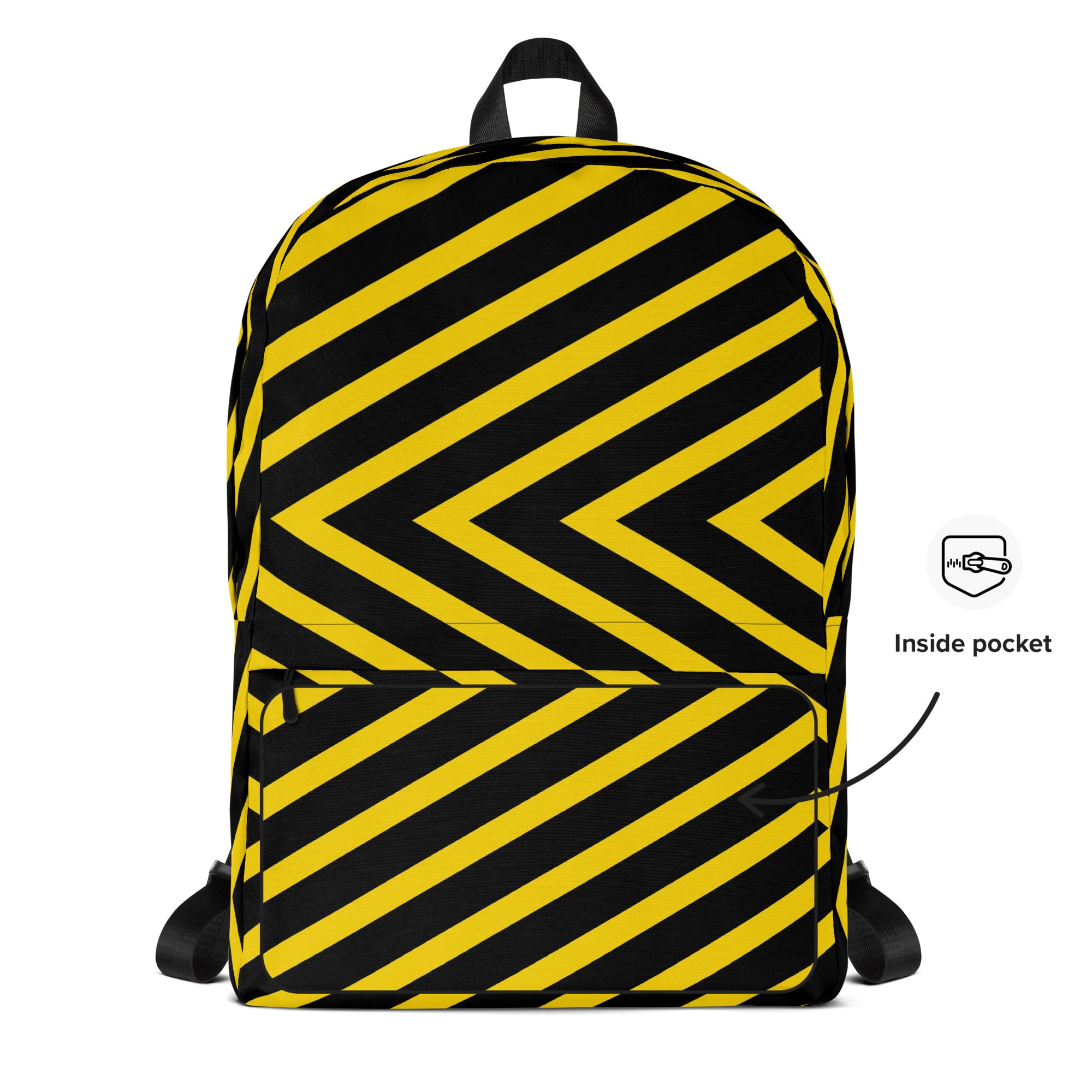 Trendy Black & Yellow Geometric Backpack