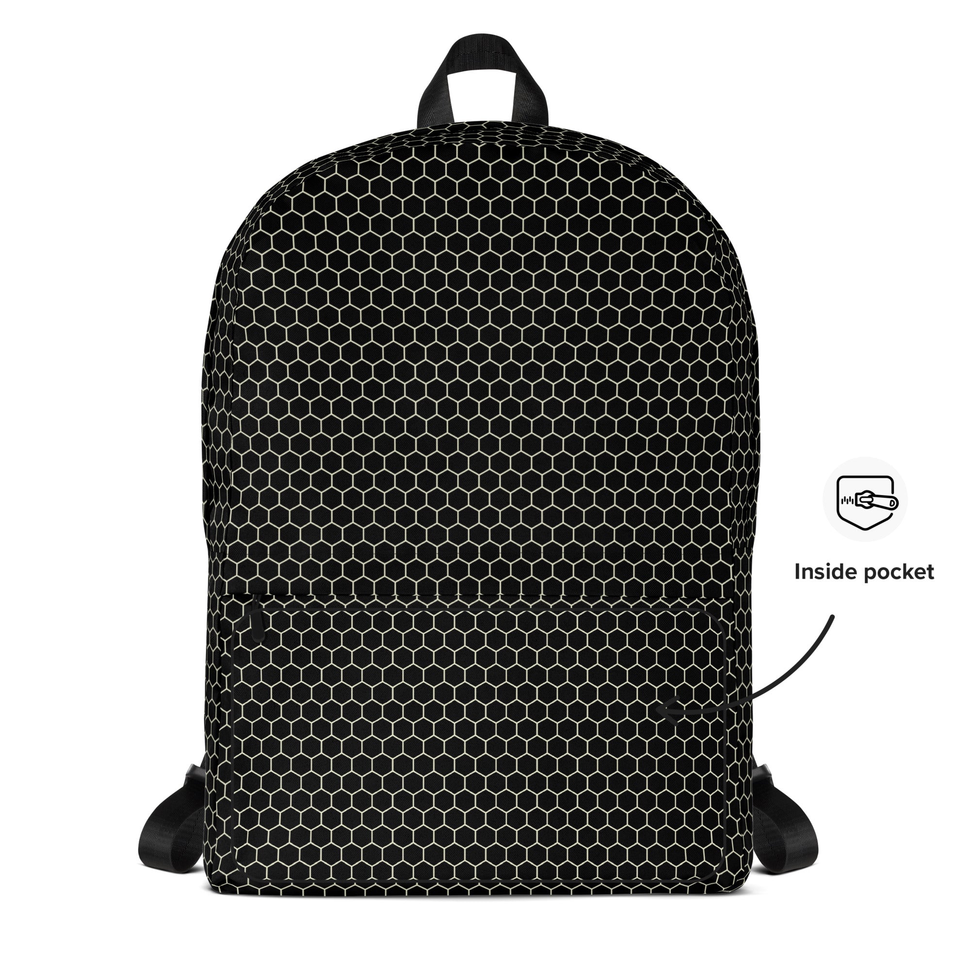 Trendy Beehive Honeycomb Black Hexagon Geometric Backpack