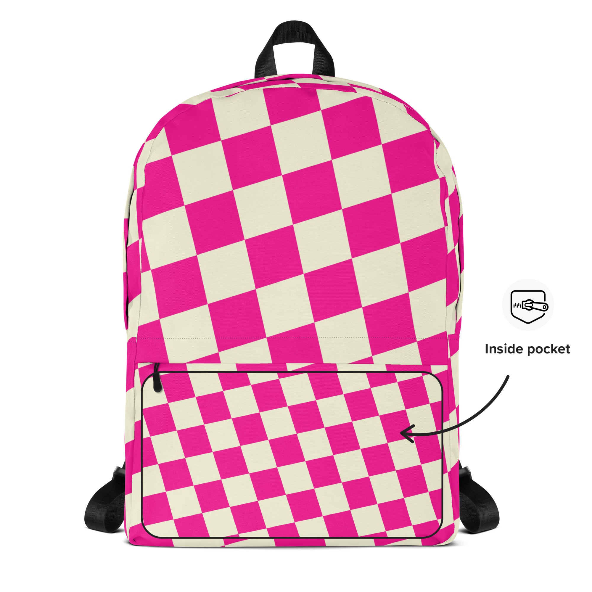 Preppy Style Pink Checkered School Backpack