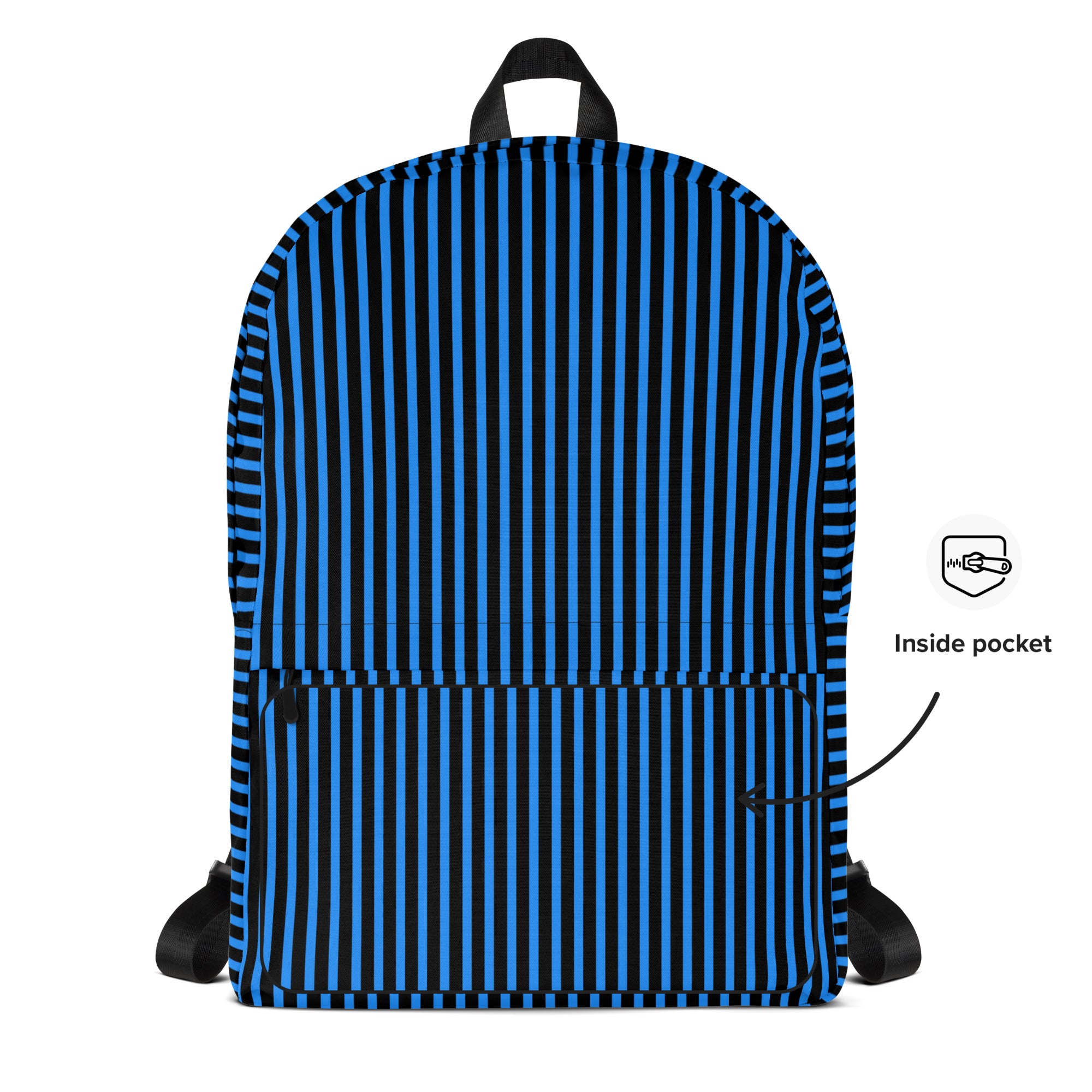 Minimal Black Stripes with Blue Lines Streaks Trendy Backpack