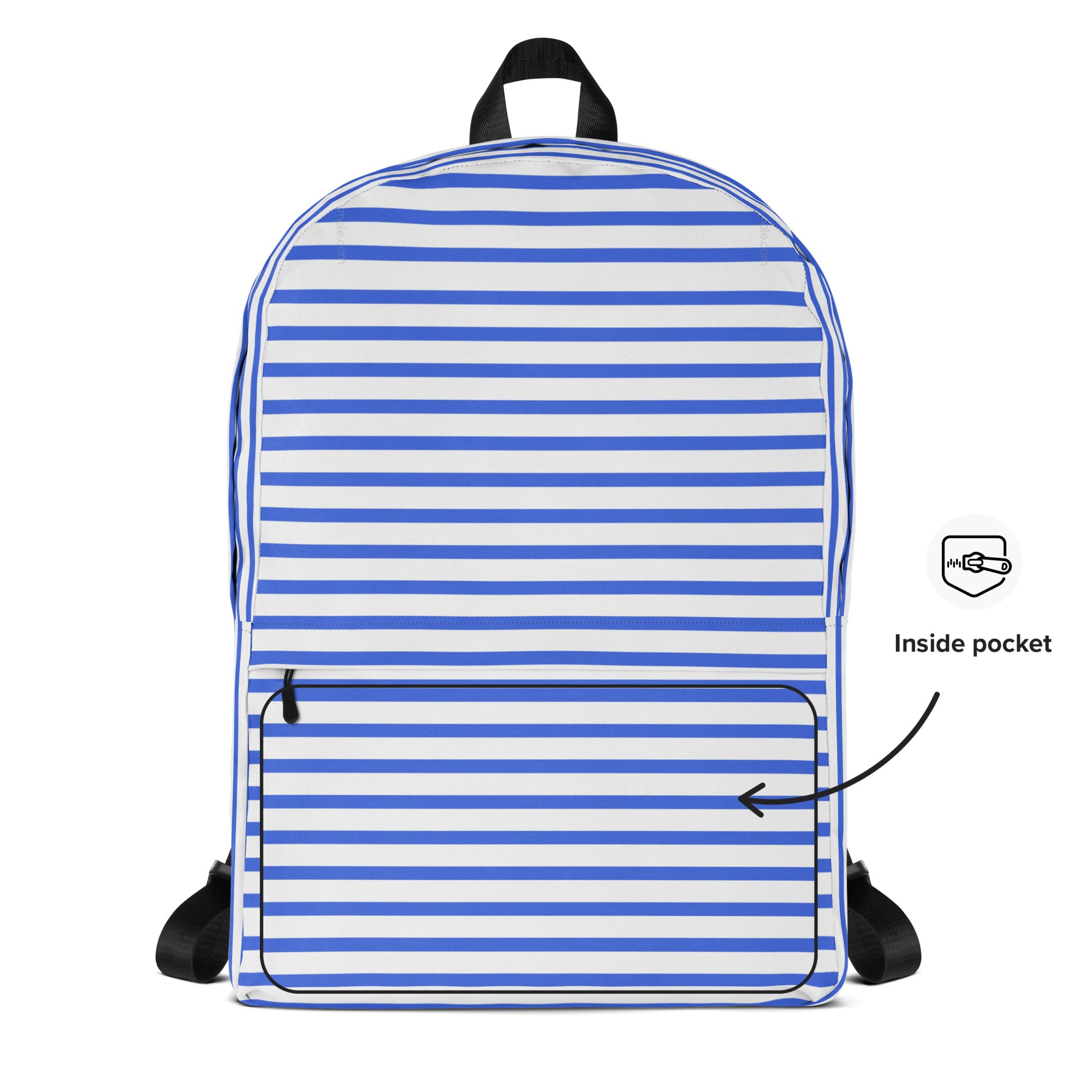 Nautical Striped Blue & White Horizontal Streaks Lines Backpack