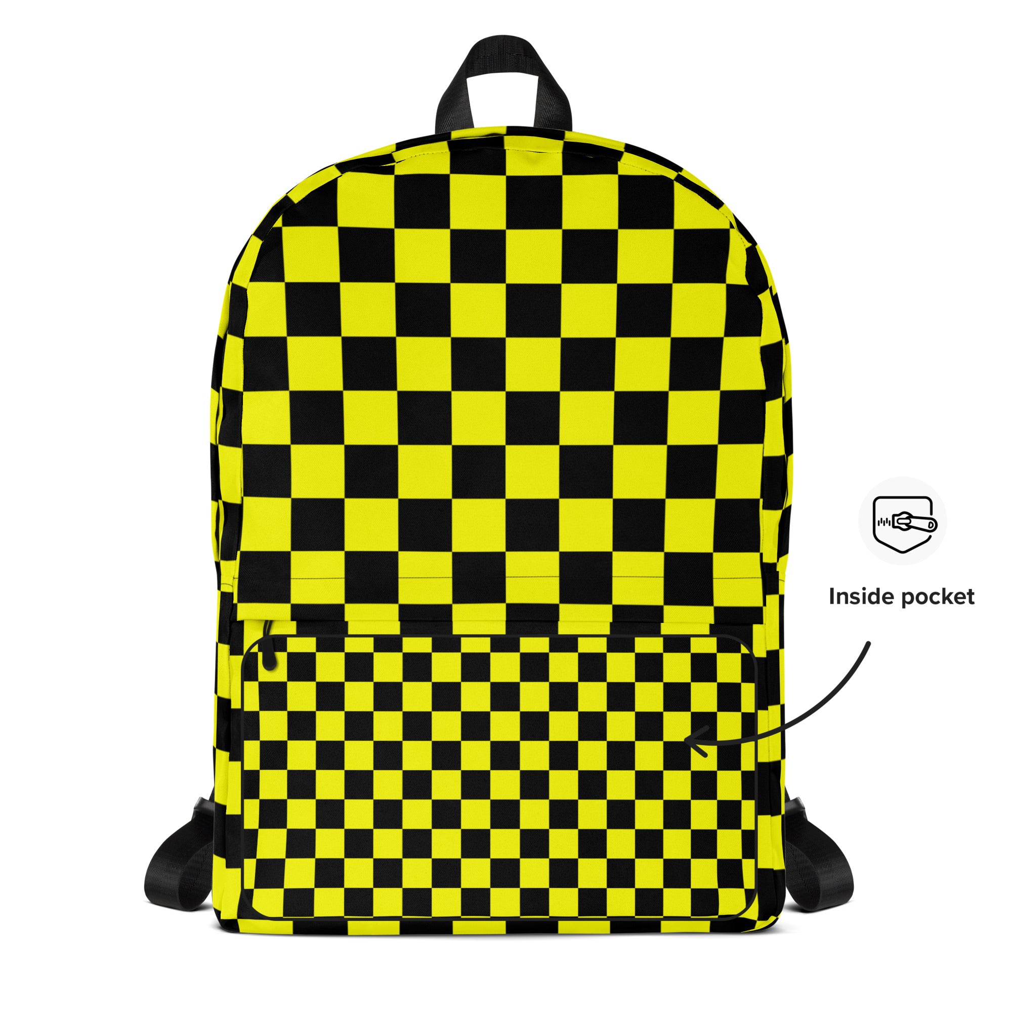 Preppy Yellow and Black Aesthetic Checkered Print Backpack