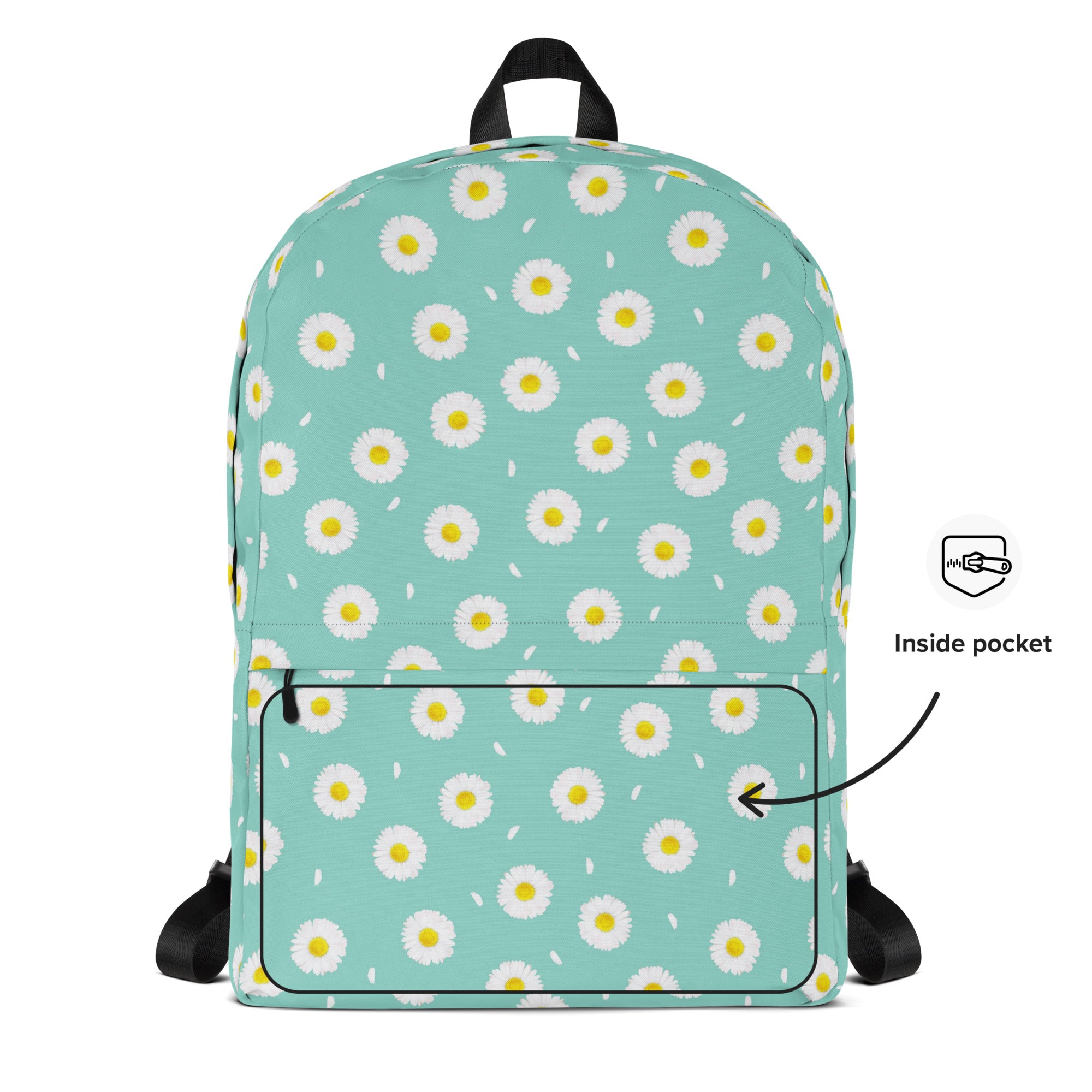 White Daisy Flower Pattern Pastel Blue Summer Backpack