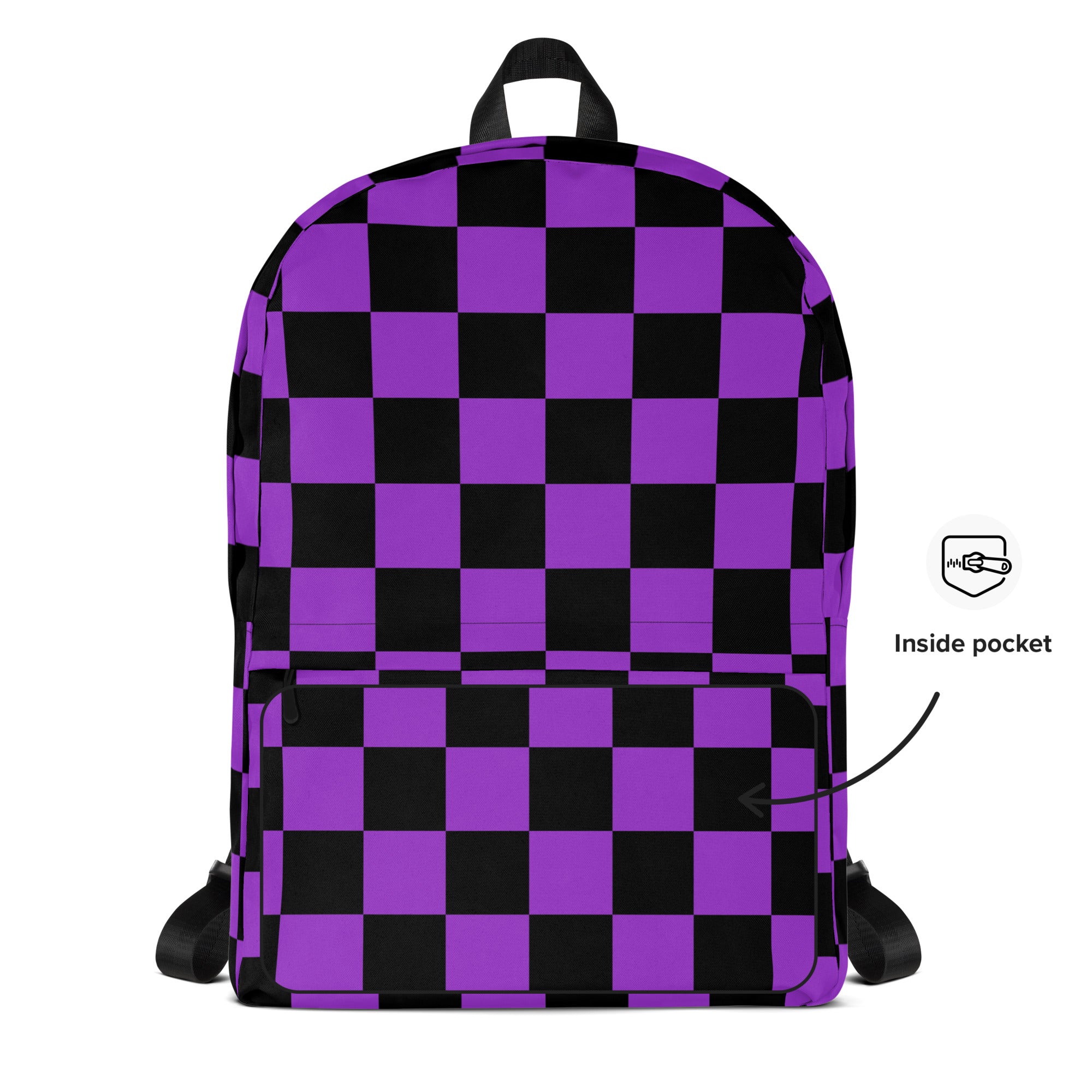 Preppy Purple Checkered Backpack for School & Travel