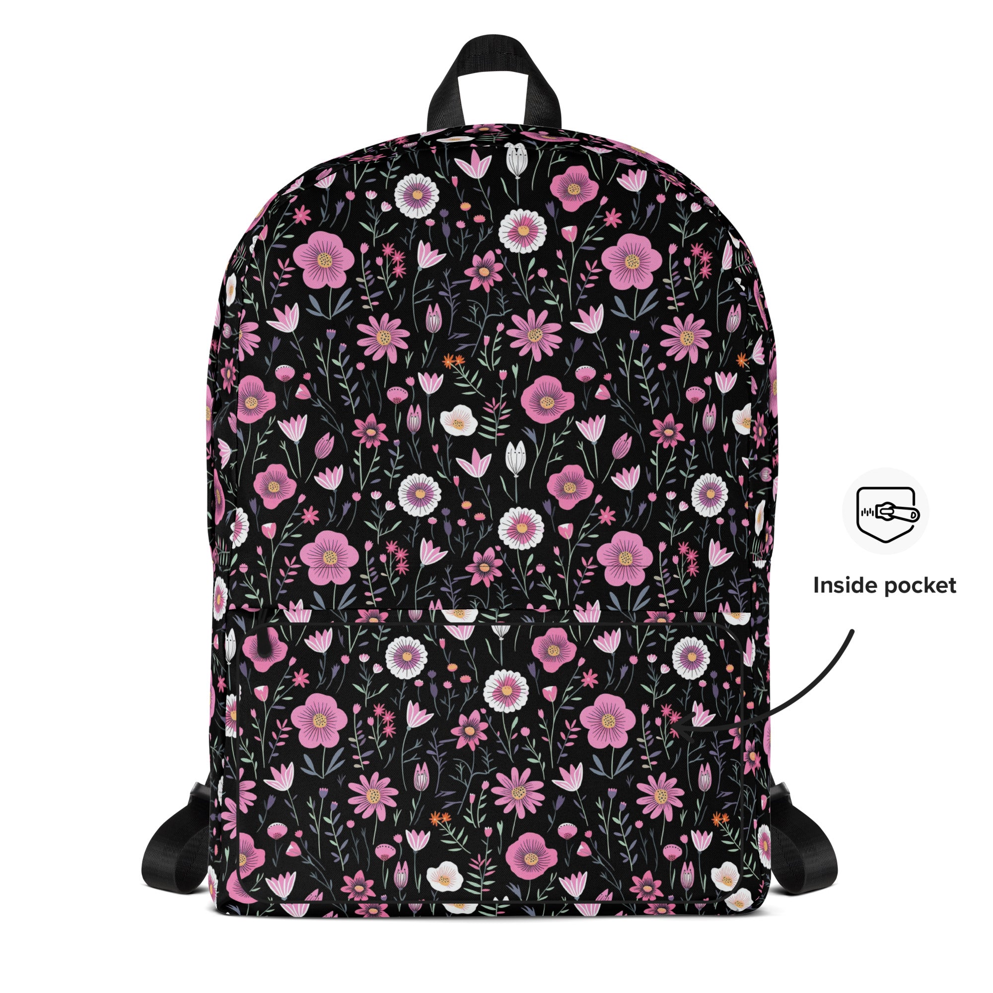Black Floral Backpack for Laptops Books & School