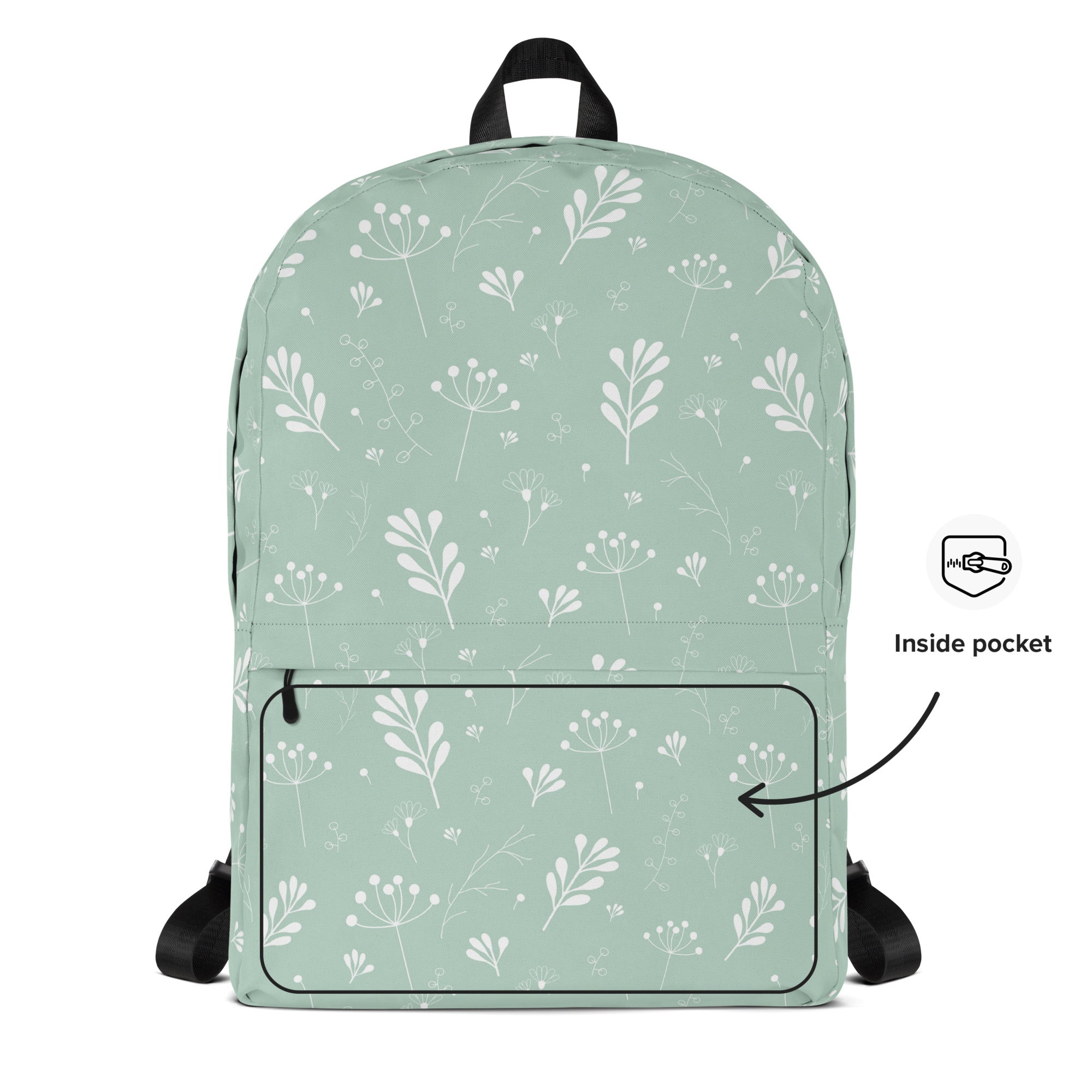 Pastel Green Clean Summer Seamless Floral Backpack