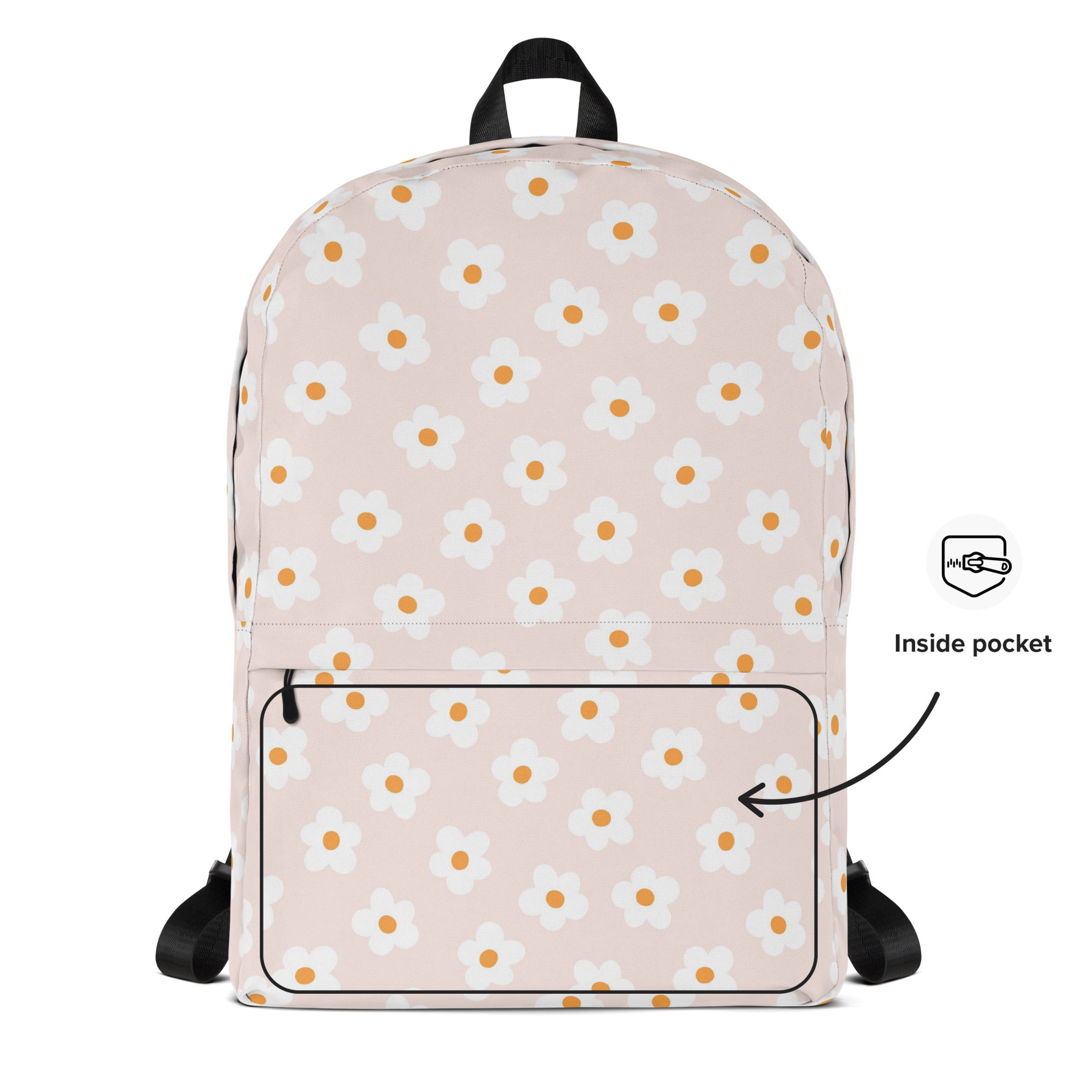 Preppy Pink Minimal Daisy Floral Summer Backpack
