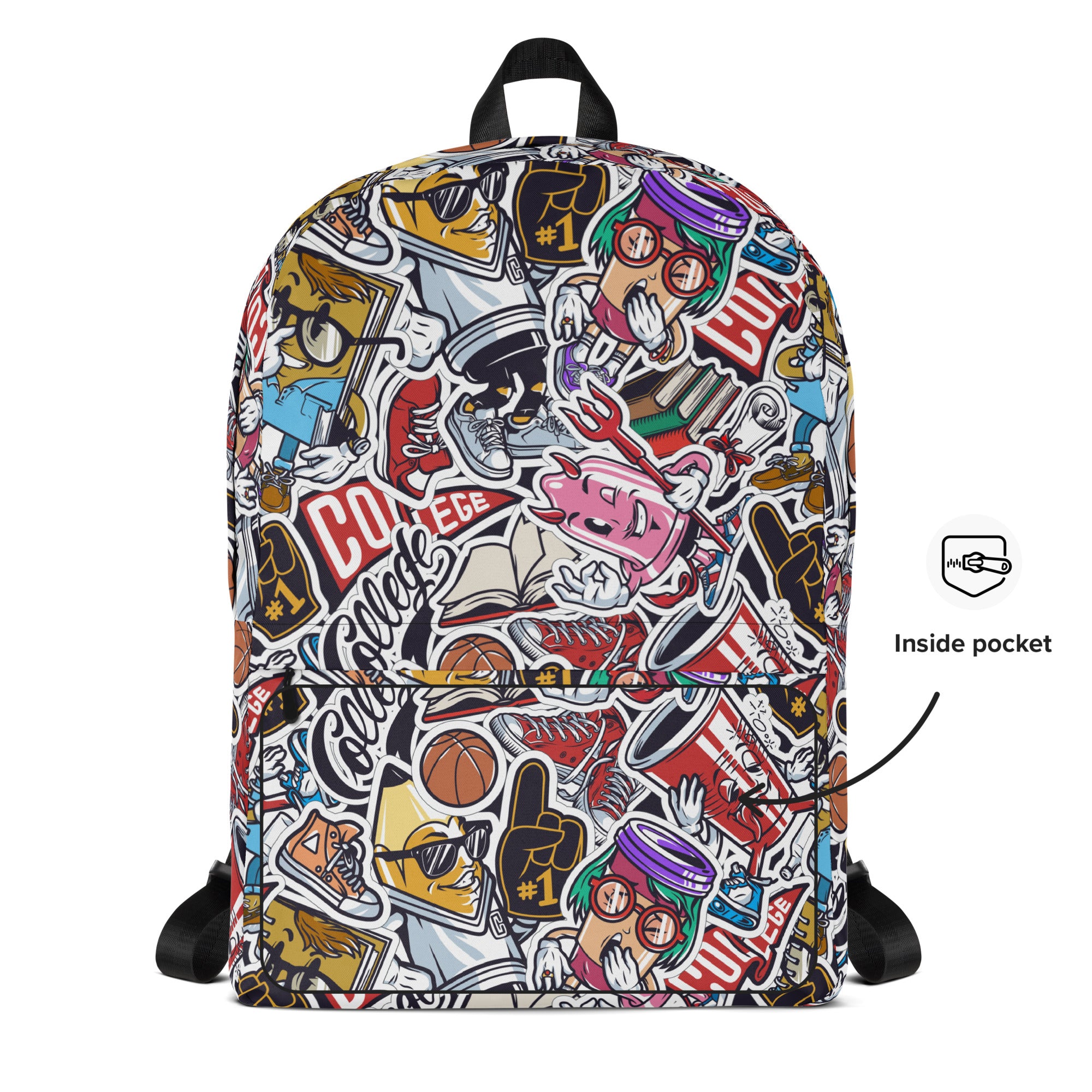 Funny Pop Graffiti Art Stickers Pattern Skater Backpack