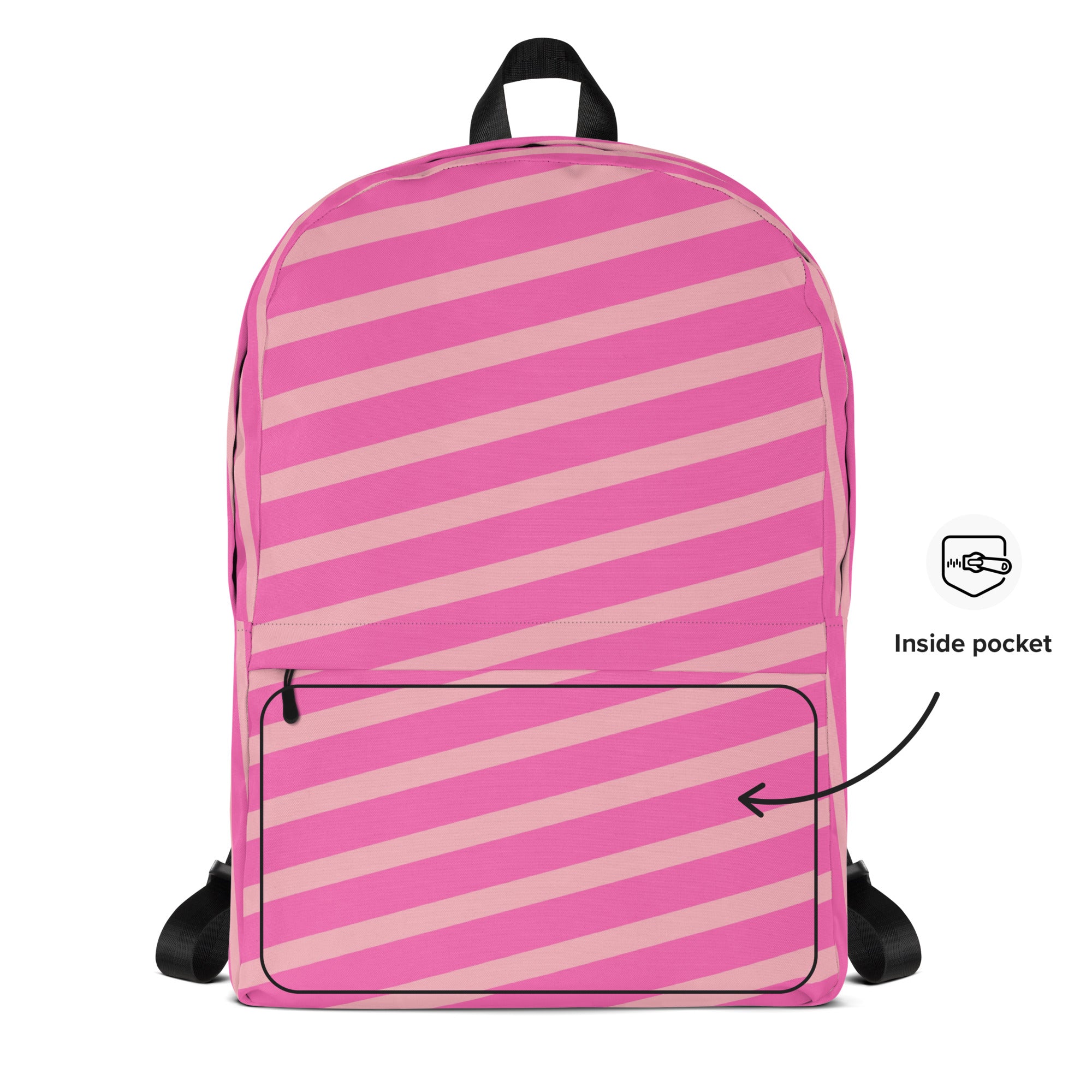 Pink Striped Preppy Aesthetic Backpack for Women