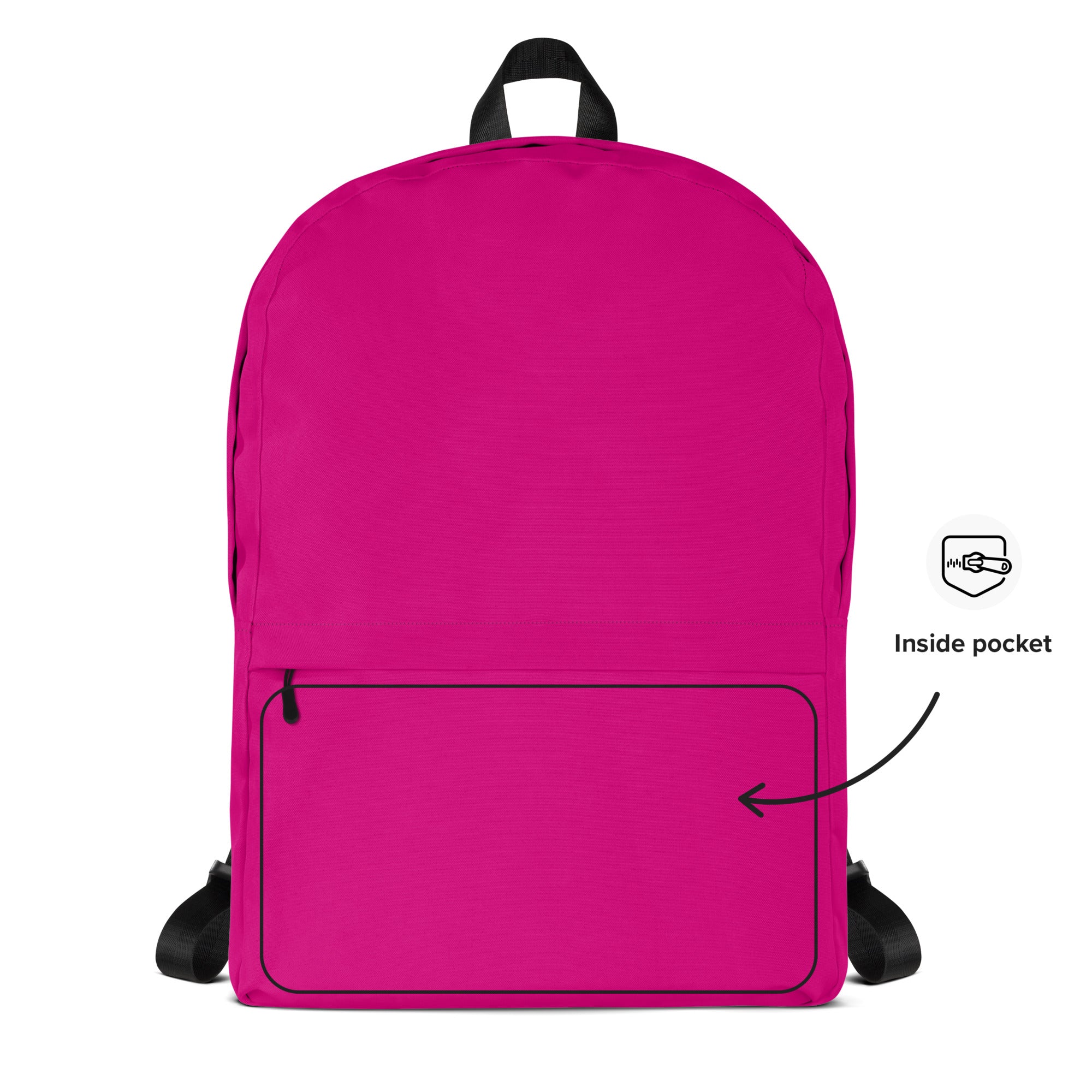 Preppy Shocking Pink Plain Waterproof Backpack for Women