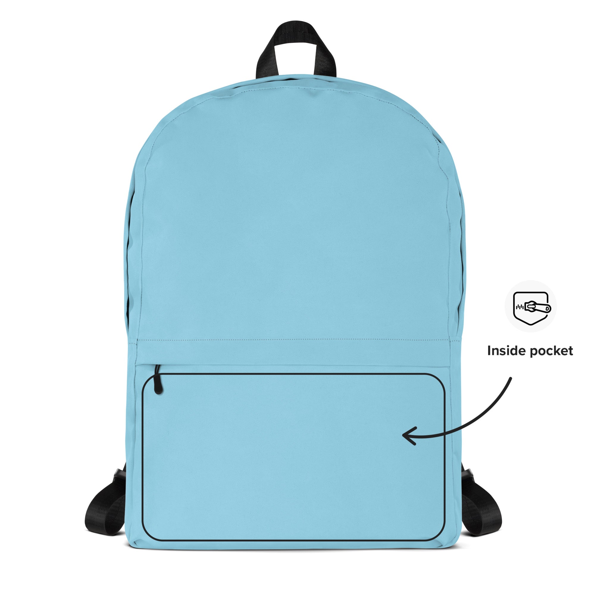 Preppy Light Baby Blue Medium Size Backpack for School & Travel