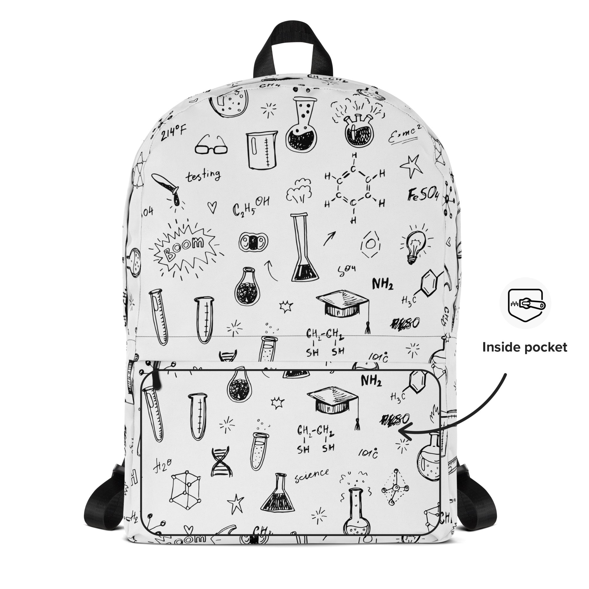 Chemistry Themed Handmade Doodles Offwhite Backpack for School
