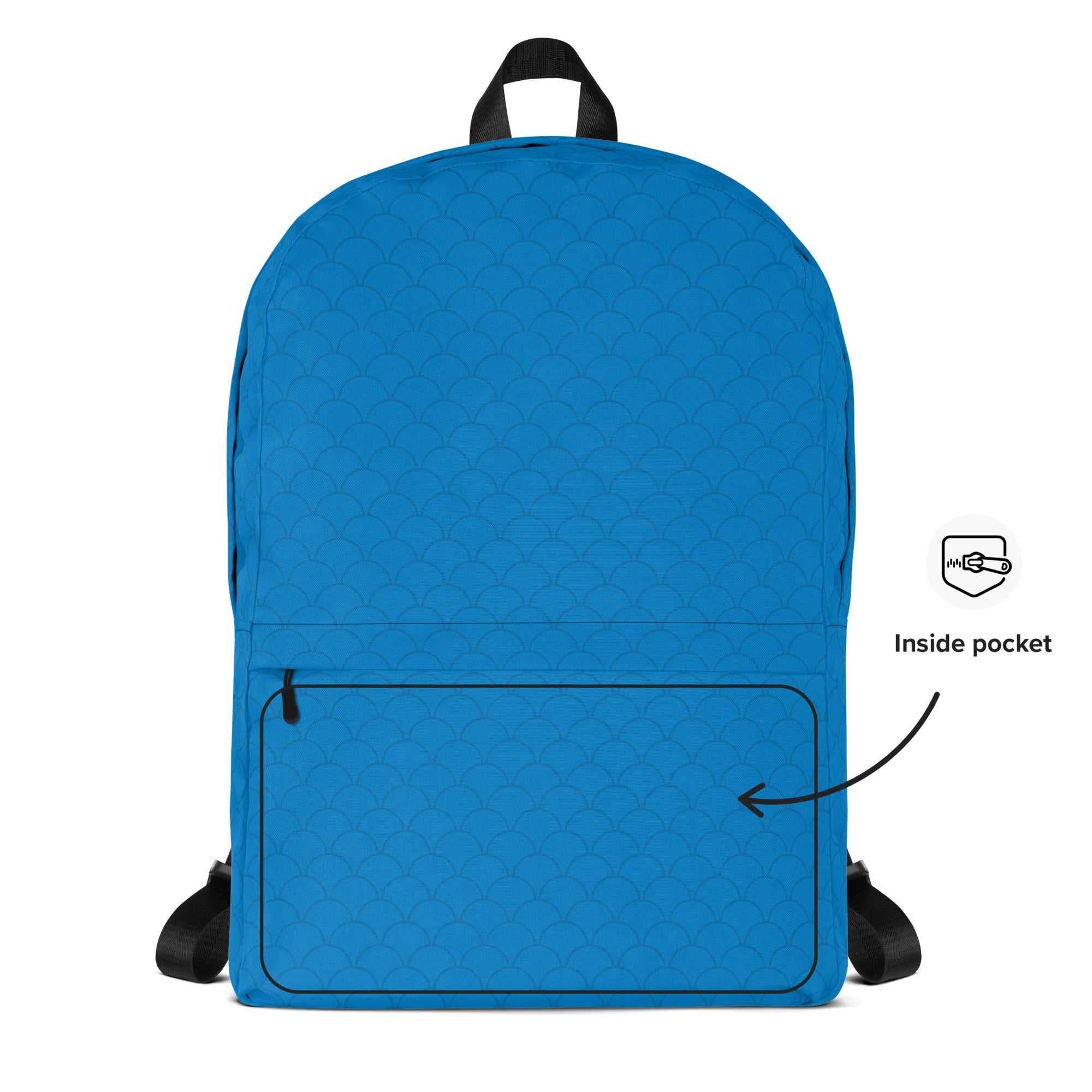 Blue Neutral Fish Scale Pattern Waterproof Backpack Bag