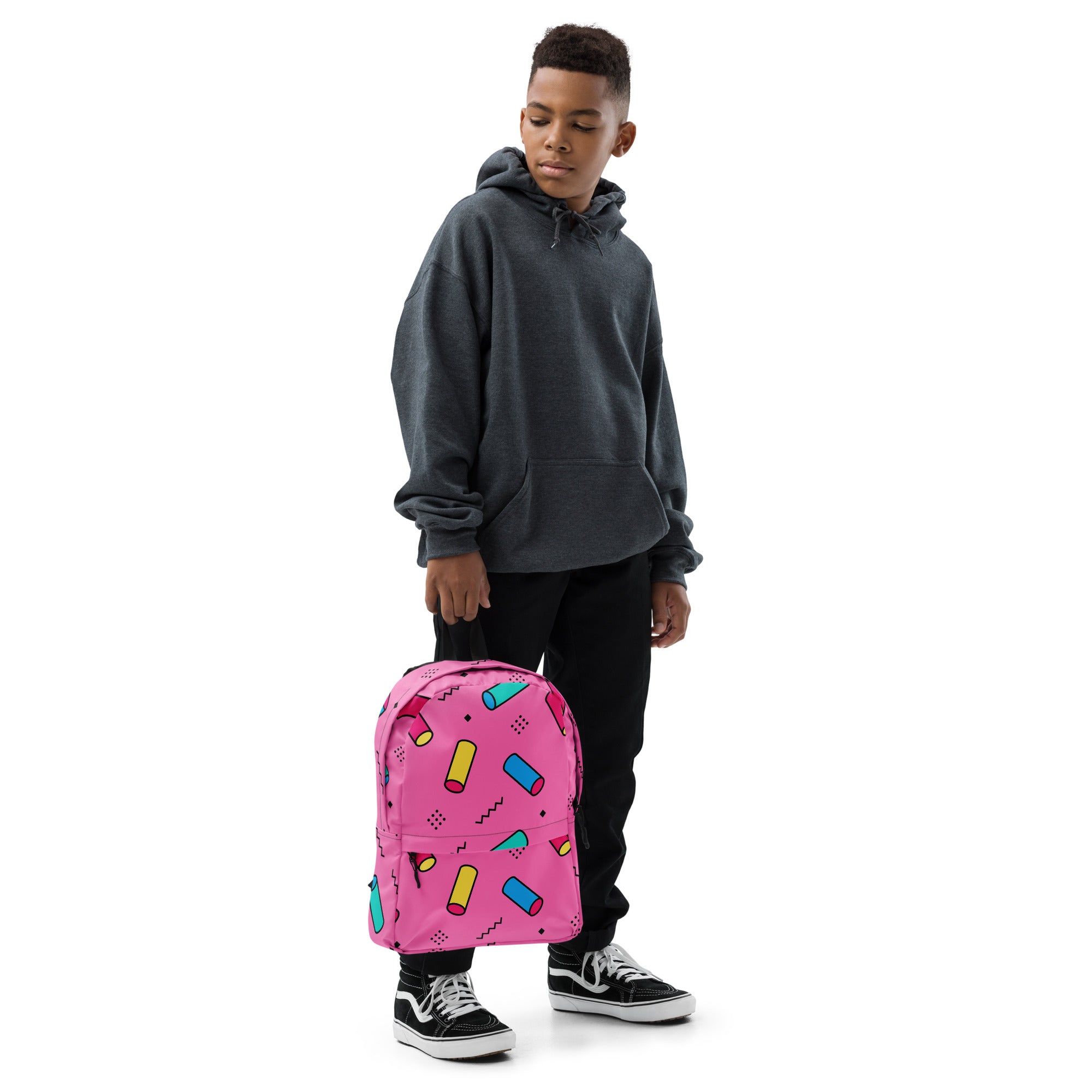Preppy Memphis Geometric Pattern Backpack for All Ages