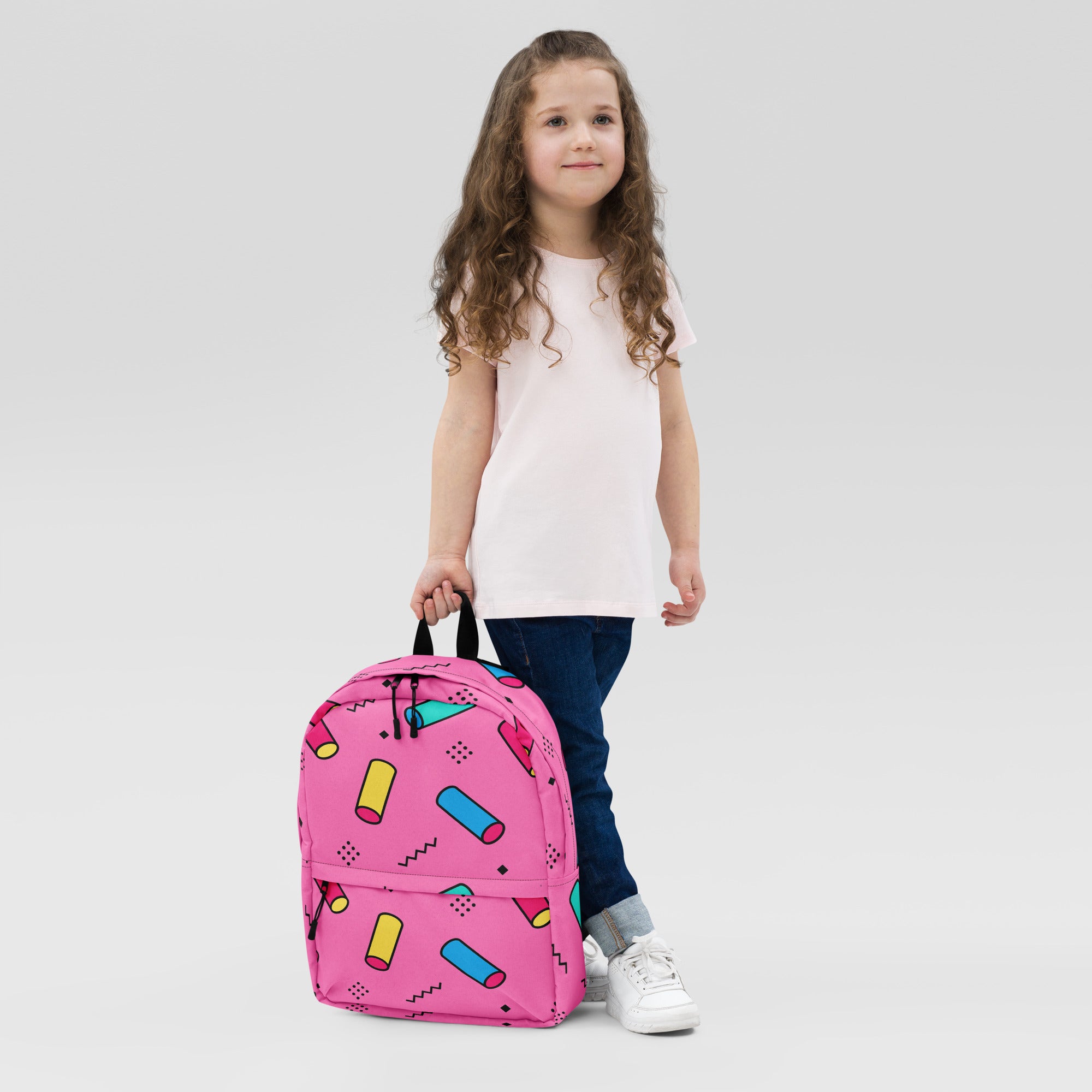 Preppy Memphis Geometric Pattern Backpack for All Ages