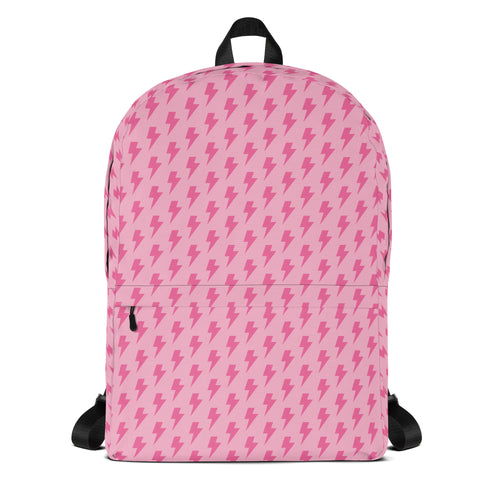 Pink Preppy Aesthetic Lightning Bolts School Backpack