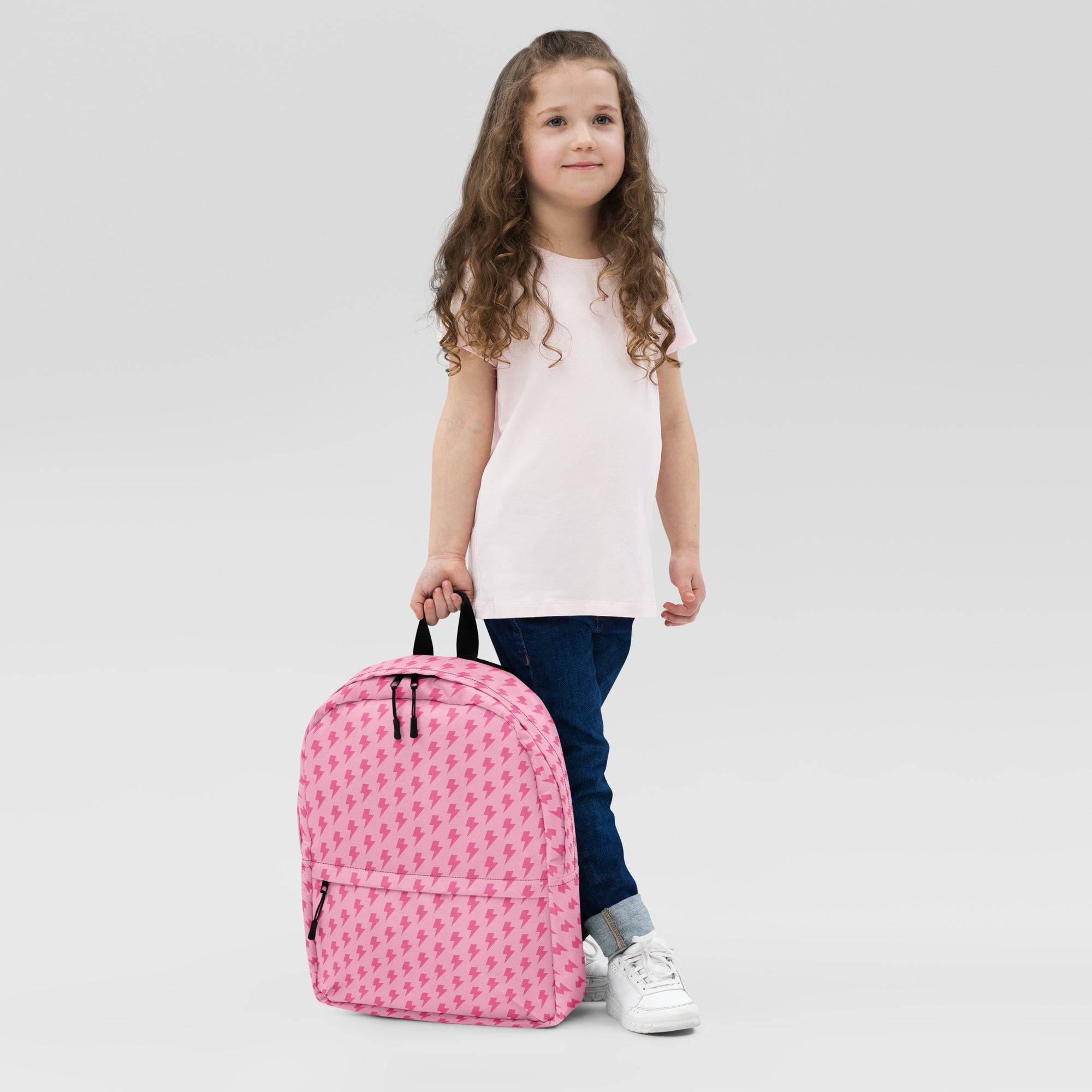 Pink Preppy Aesthetic Lightning Bolts School Backpack