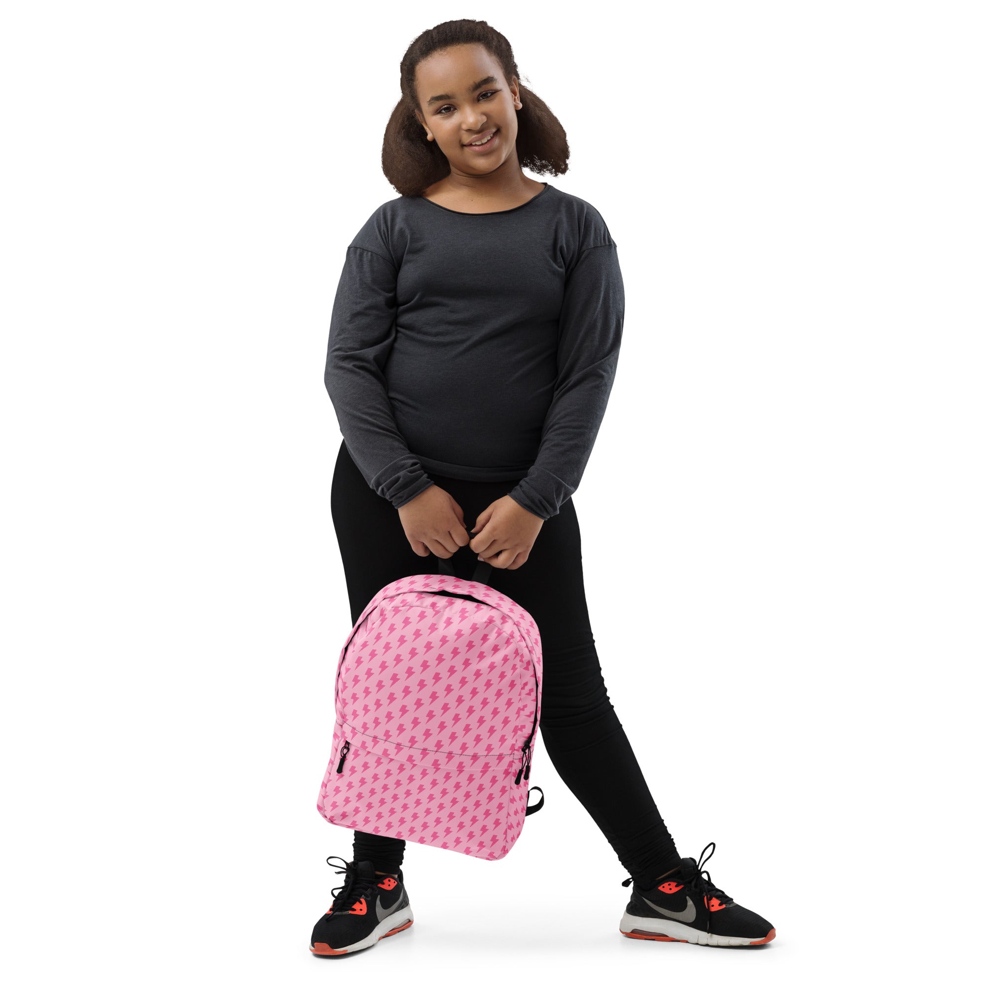 Pink Preppy Aesthetic Lightning Bolts School Backpack