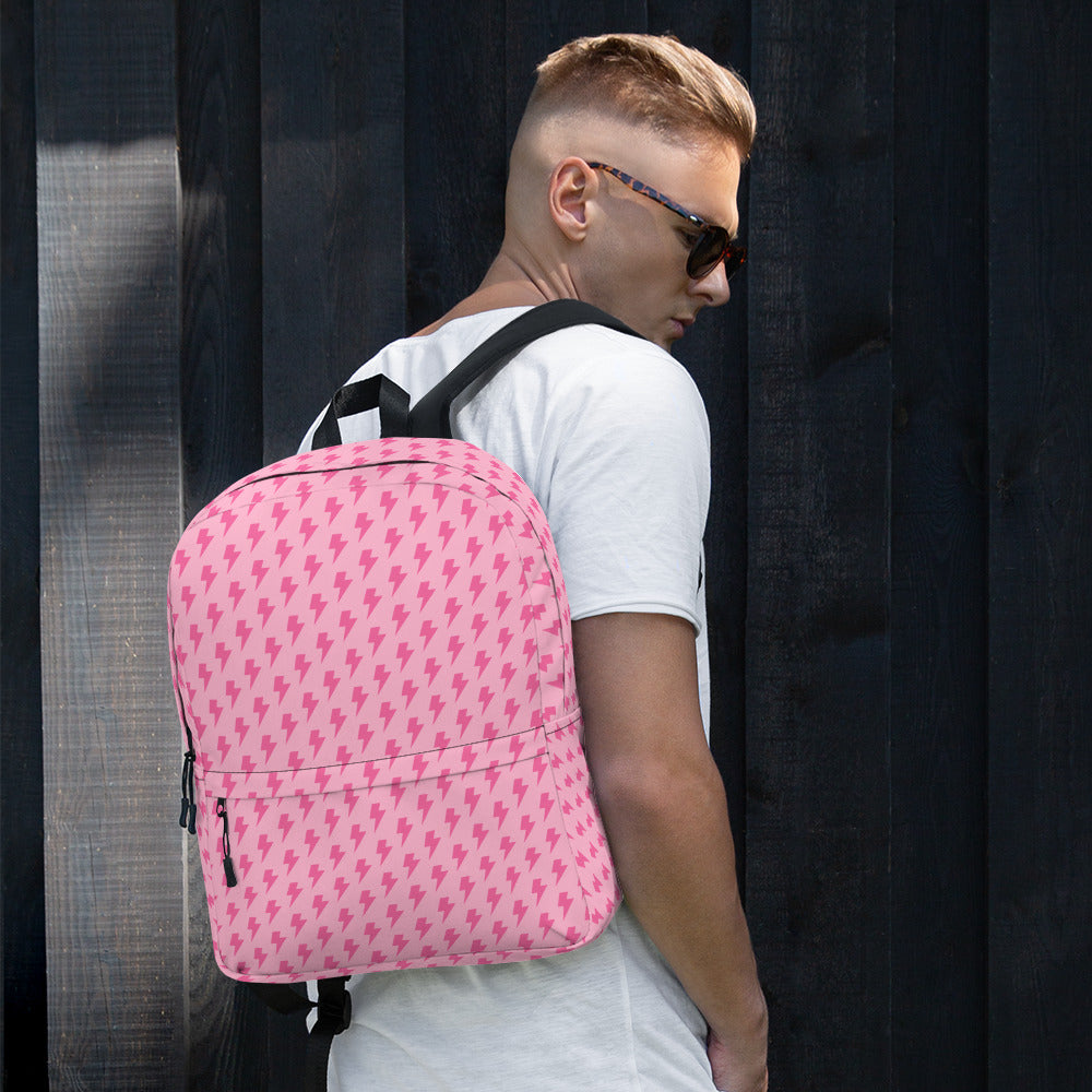 Pink Preppy Aesthetic Lightning Bolts School Backpack