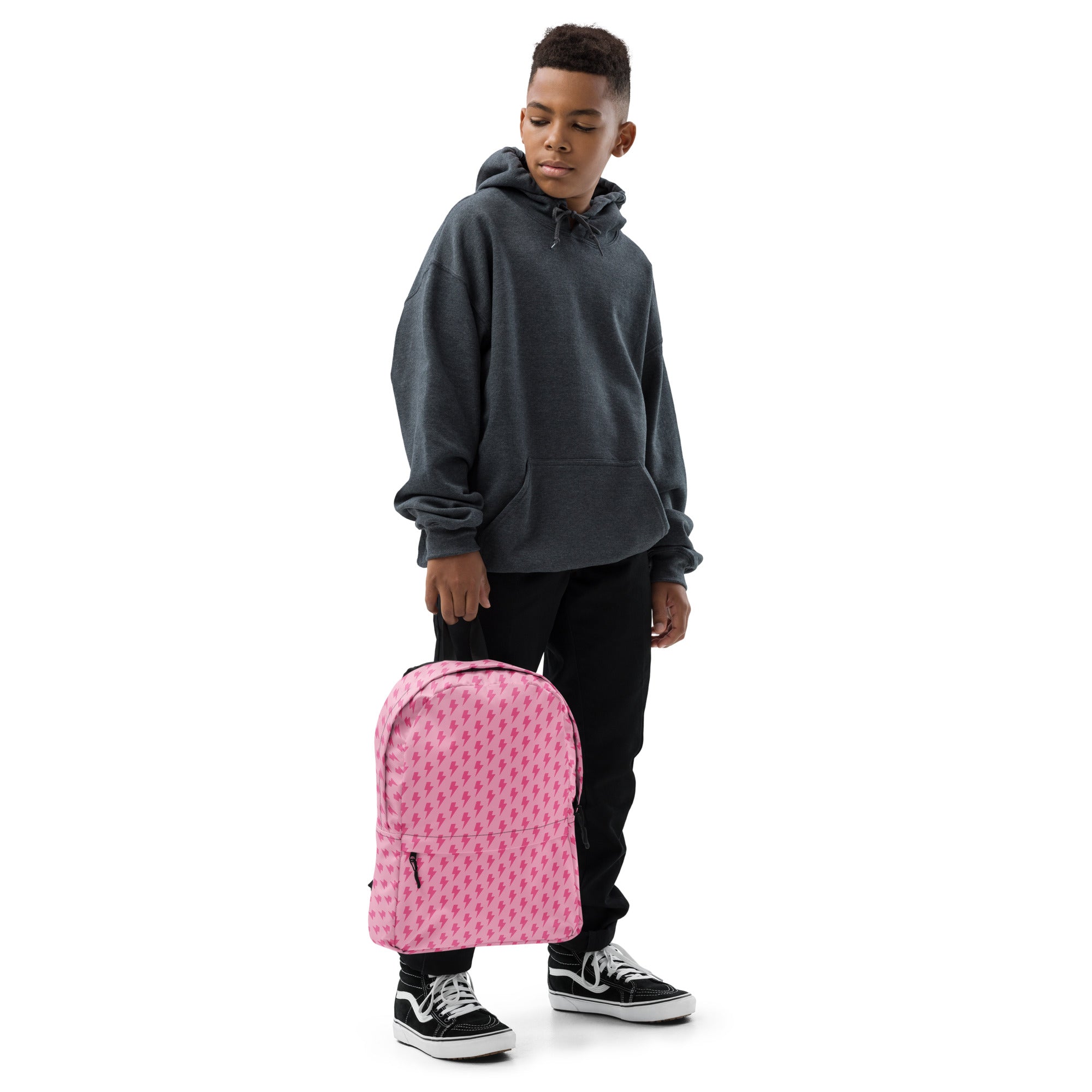 Pink Preppy Aesthetic Lightning Bolts School Backpack