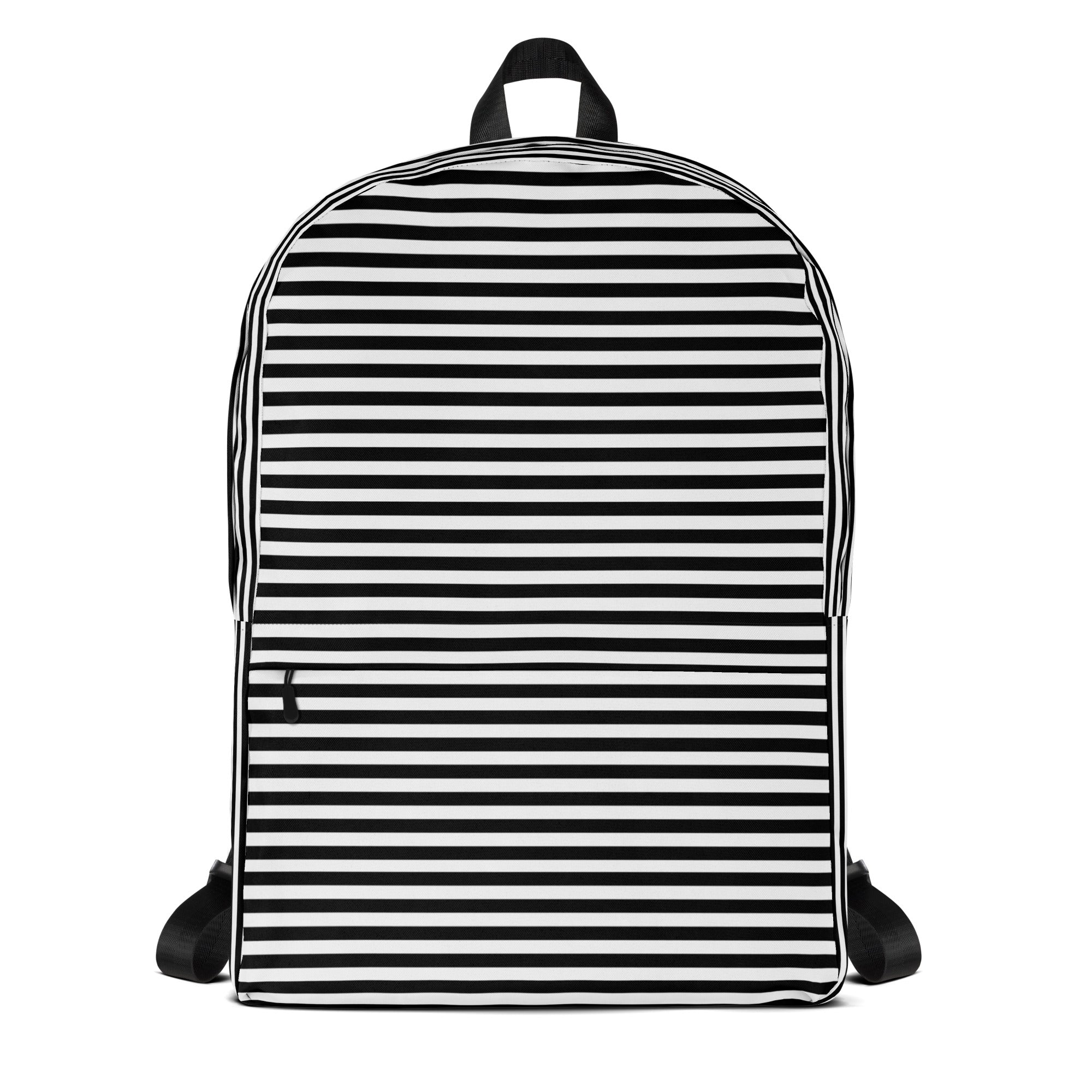 Preppy Black & White Horizontal Striped Lines Backpack
