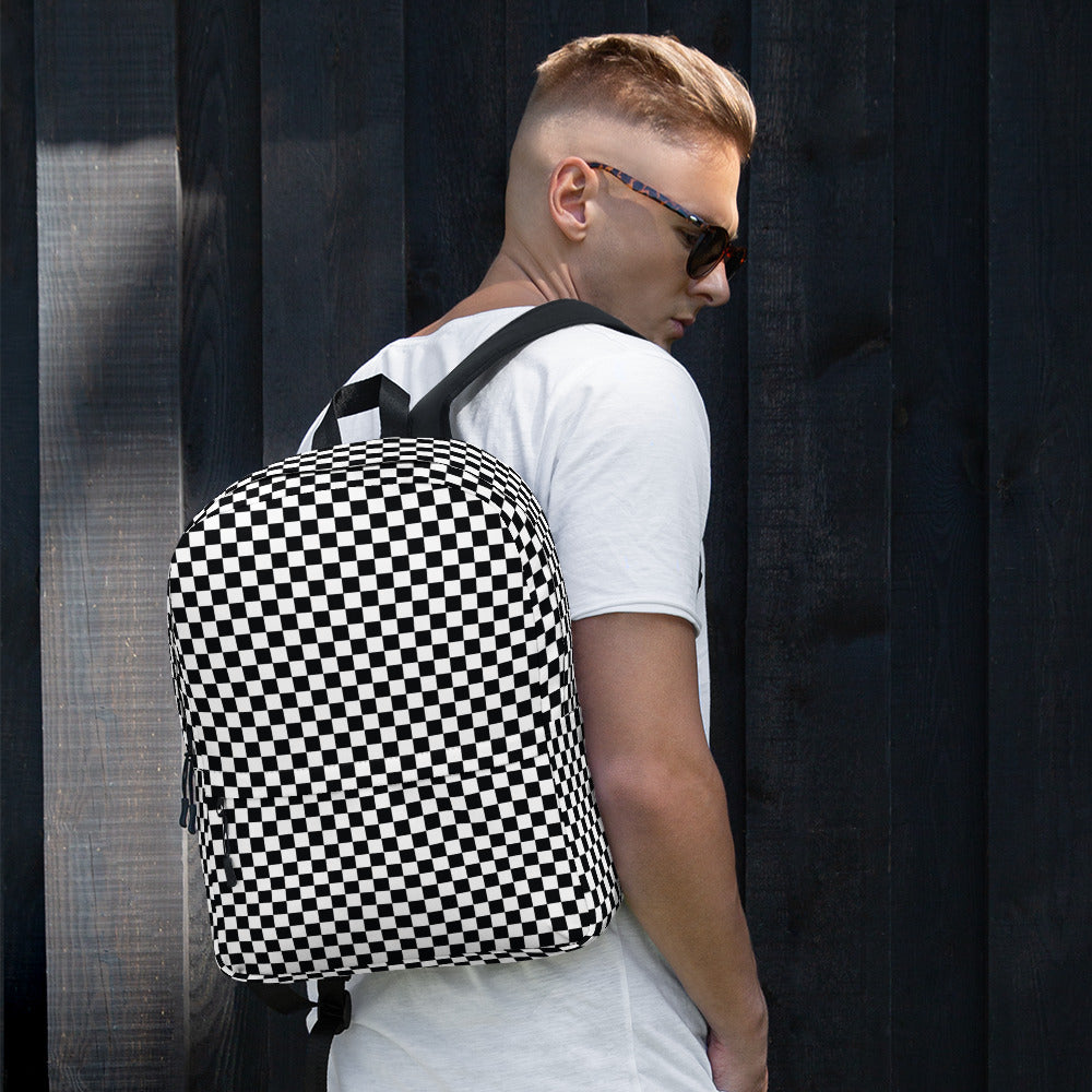 Preppy Black and White Checkered Backpack