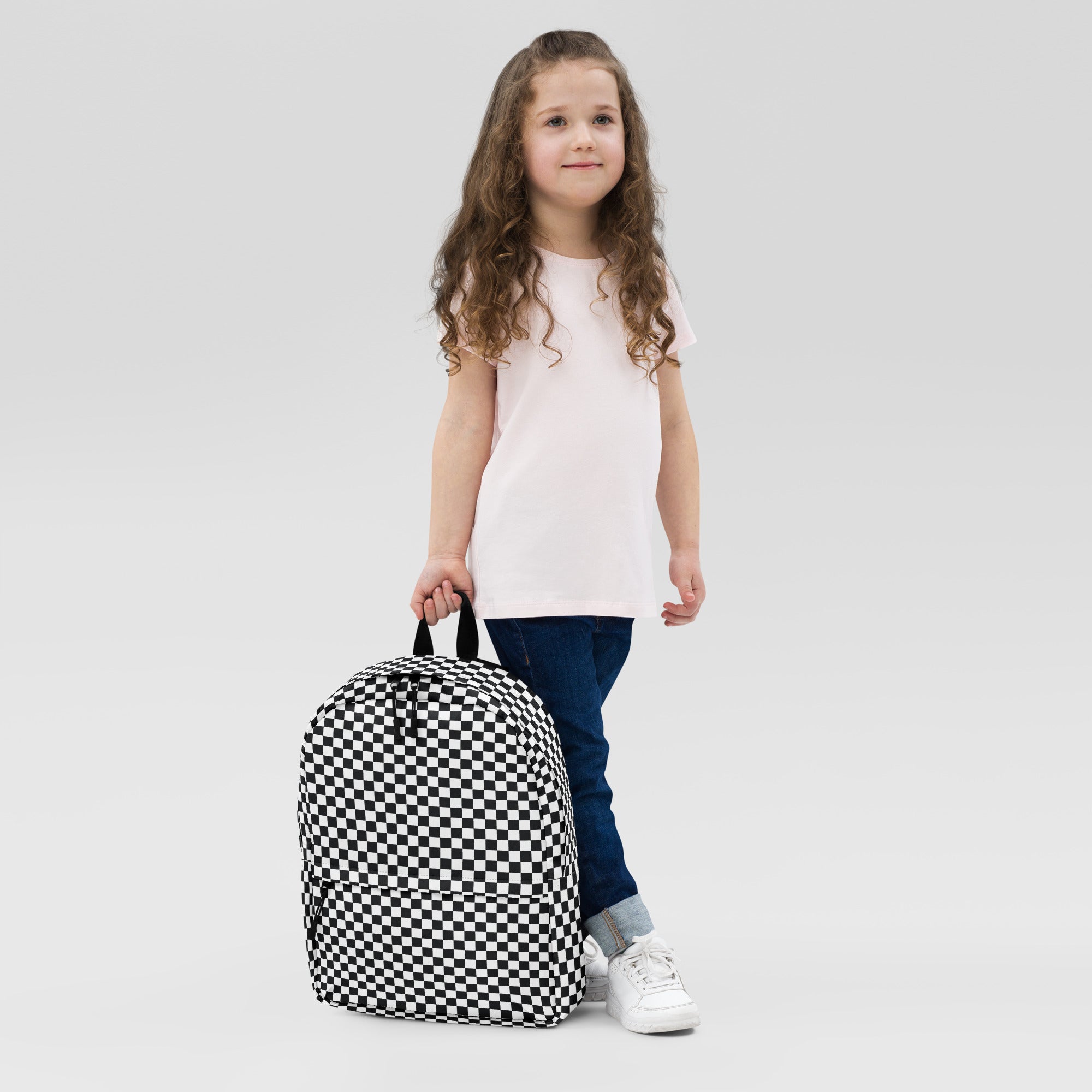 Preppy Black and White Checkered Backpack