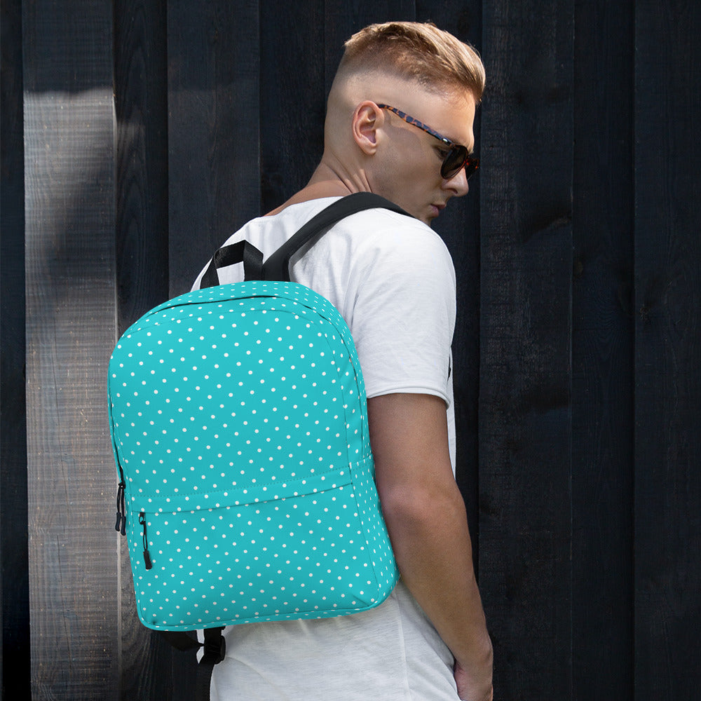Pastel Turquoise Mini Polka Dots Aesthetic Backpack