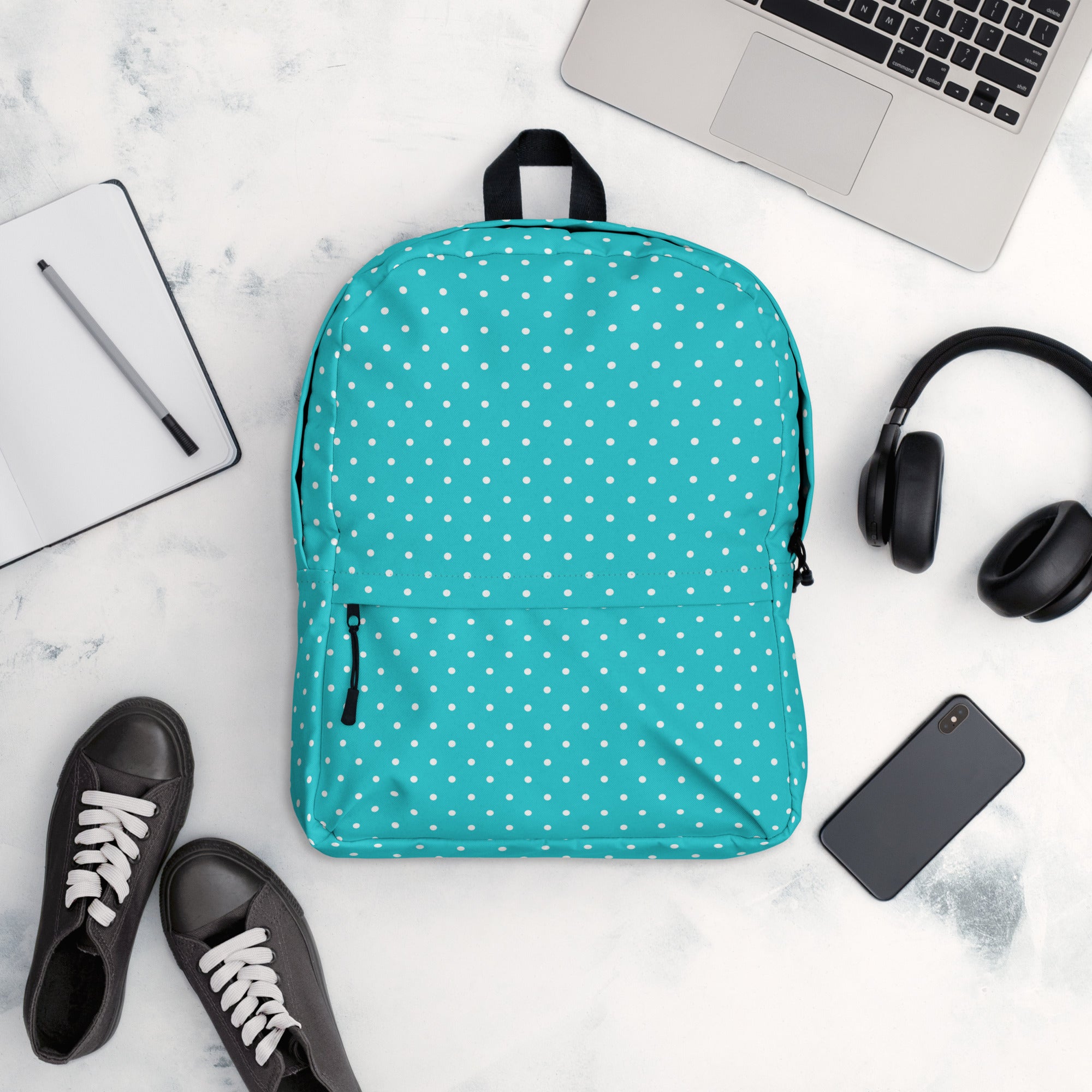 Pastel Turquoise Mini Polka Dots Aesthetic Backpack