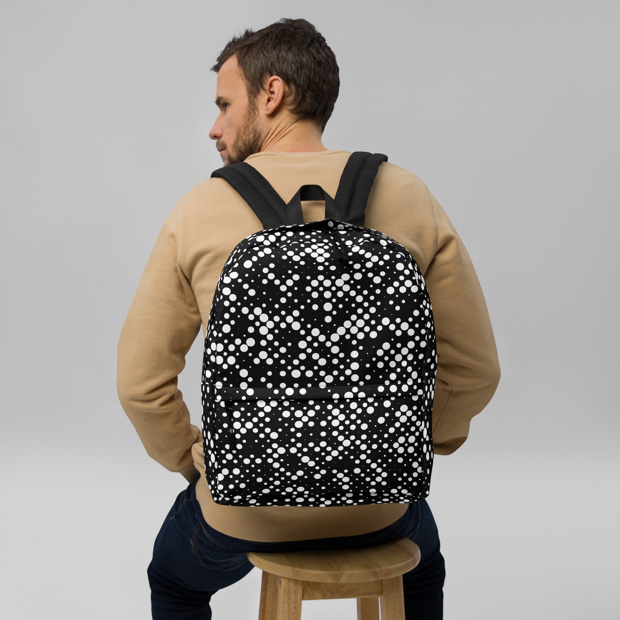 Minimal Geometrical Halftone Circle Bubbles Print Backpack