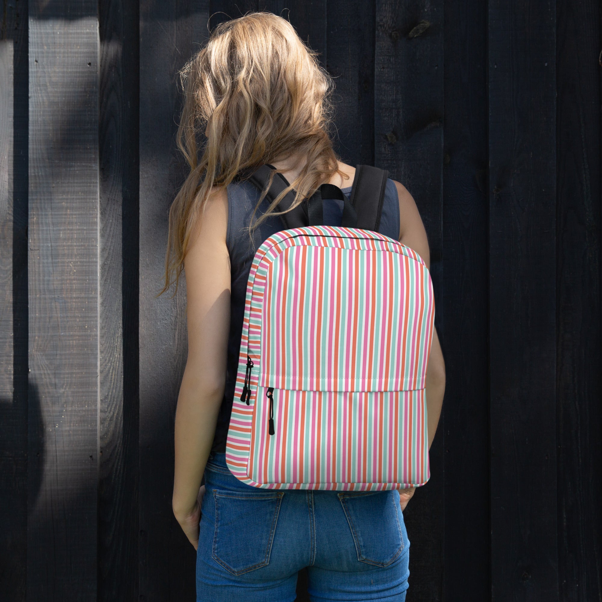 Preppy Fashion Multicolor Striped Ladies Designer Backpack