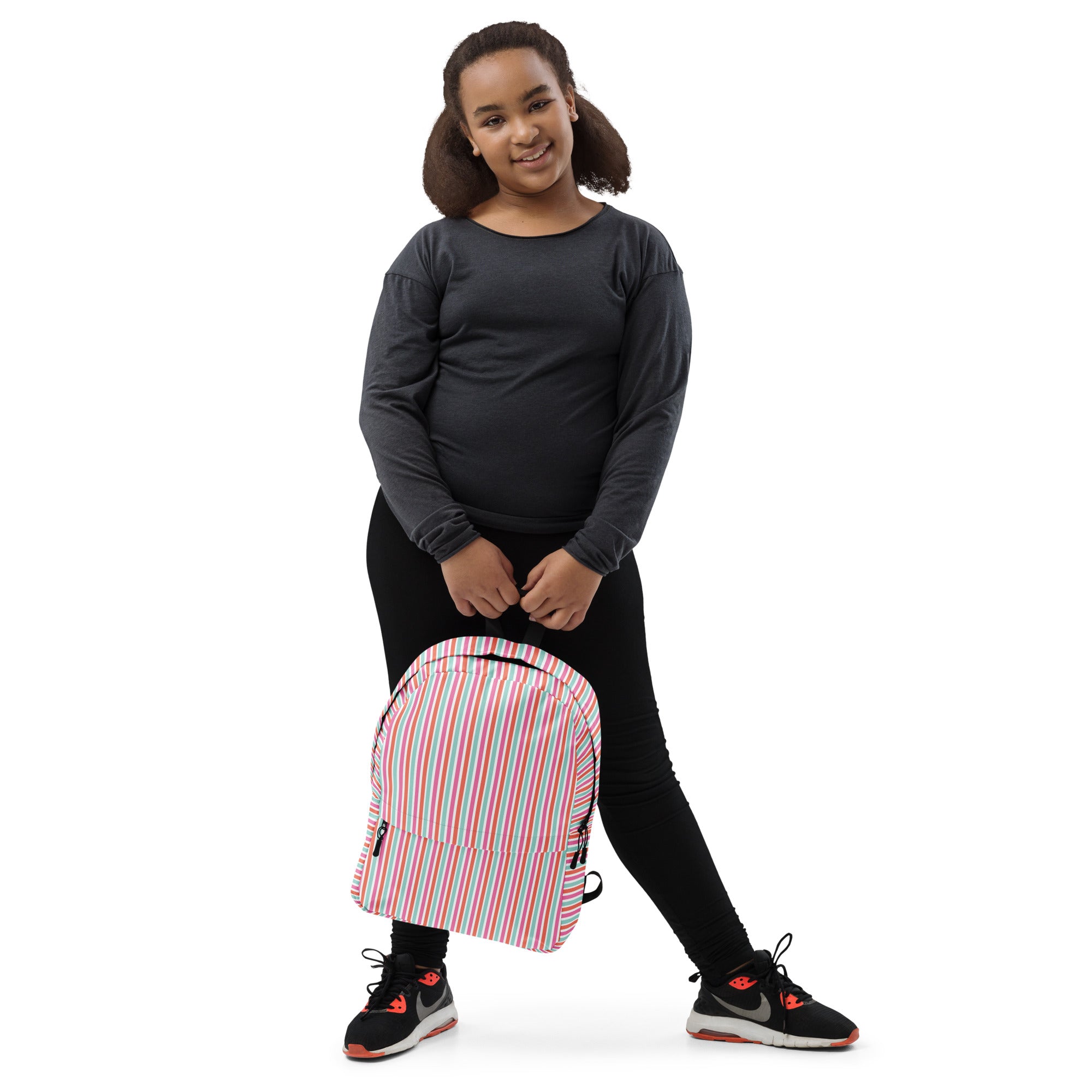 Preppy Fashion Multicolor Striped Ladies Designer Backpack