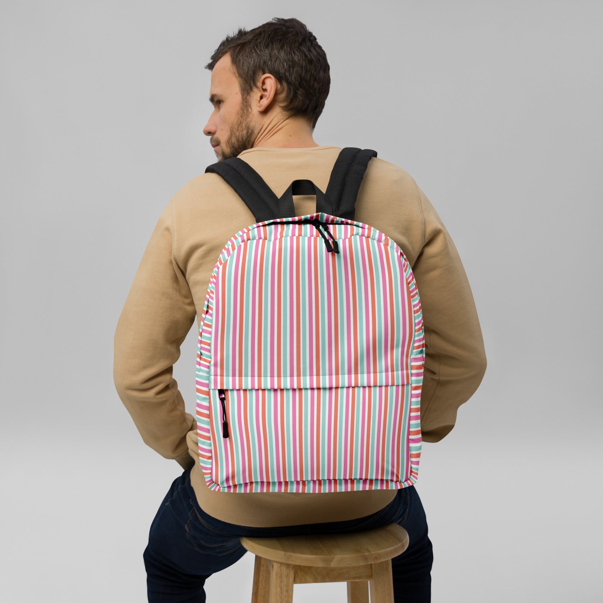 Preppy Fashion Multicolor Striped Ladies Designer Backpack