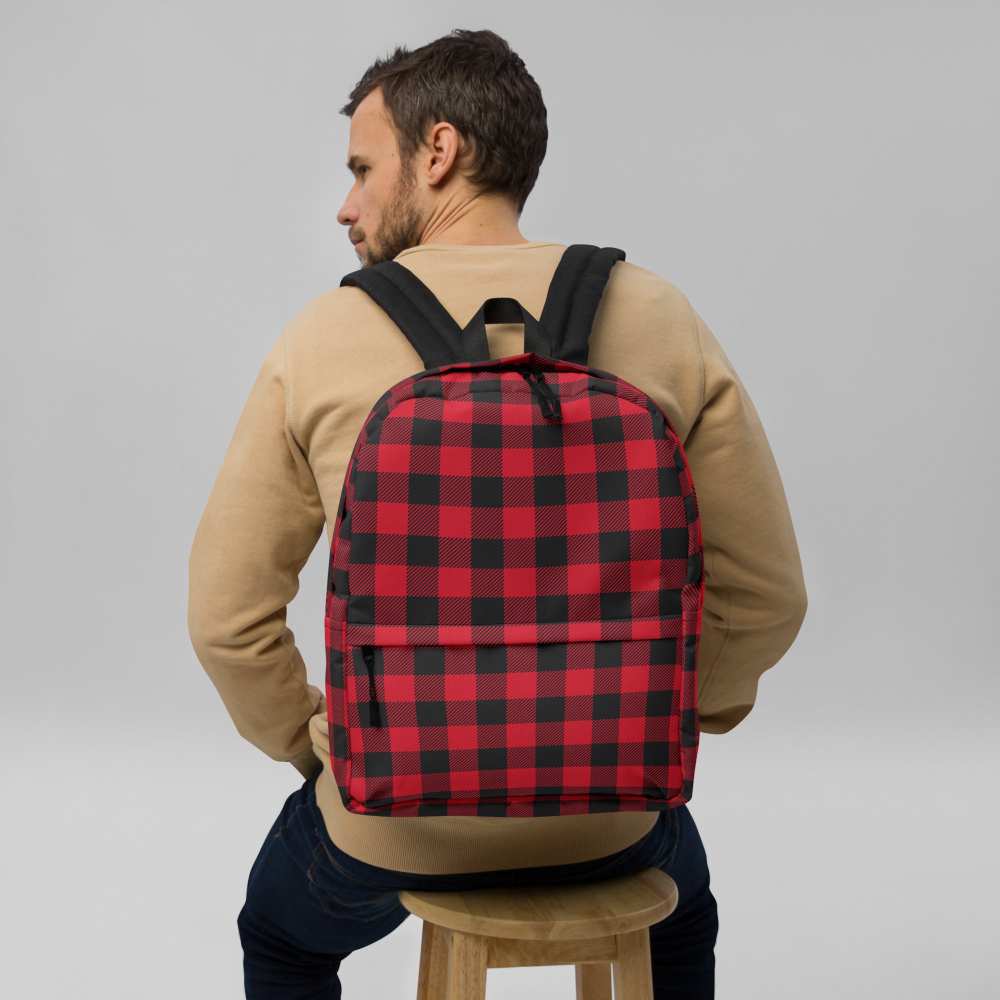 Classic Buffalo Plaid Red & Black Checkered Backpack