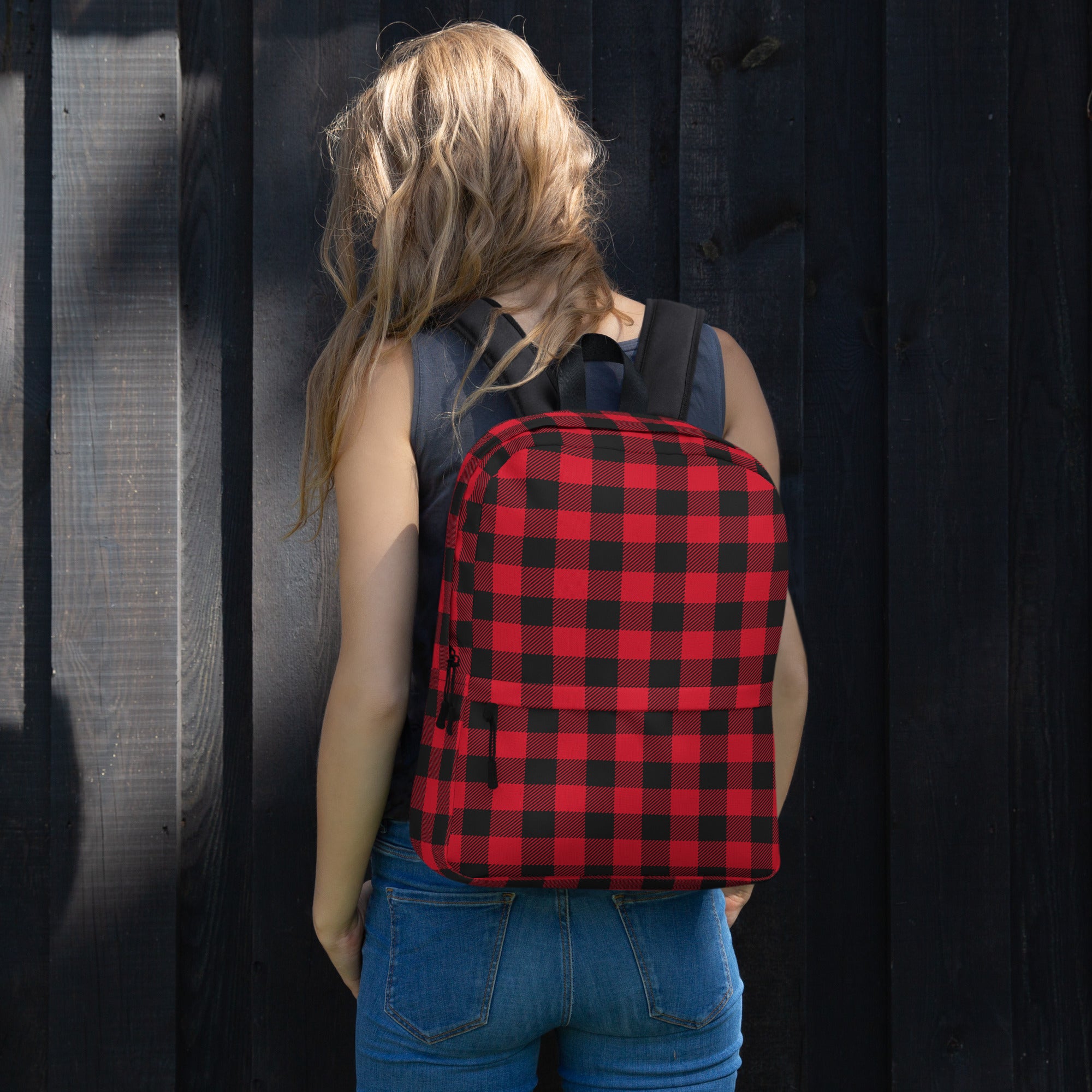 Classic Buffalo Plaid Red & Black Checkered Backpack