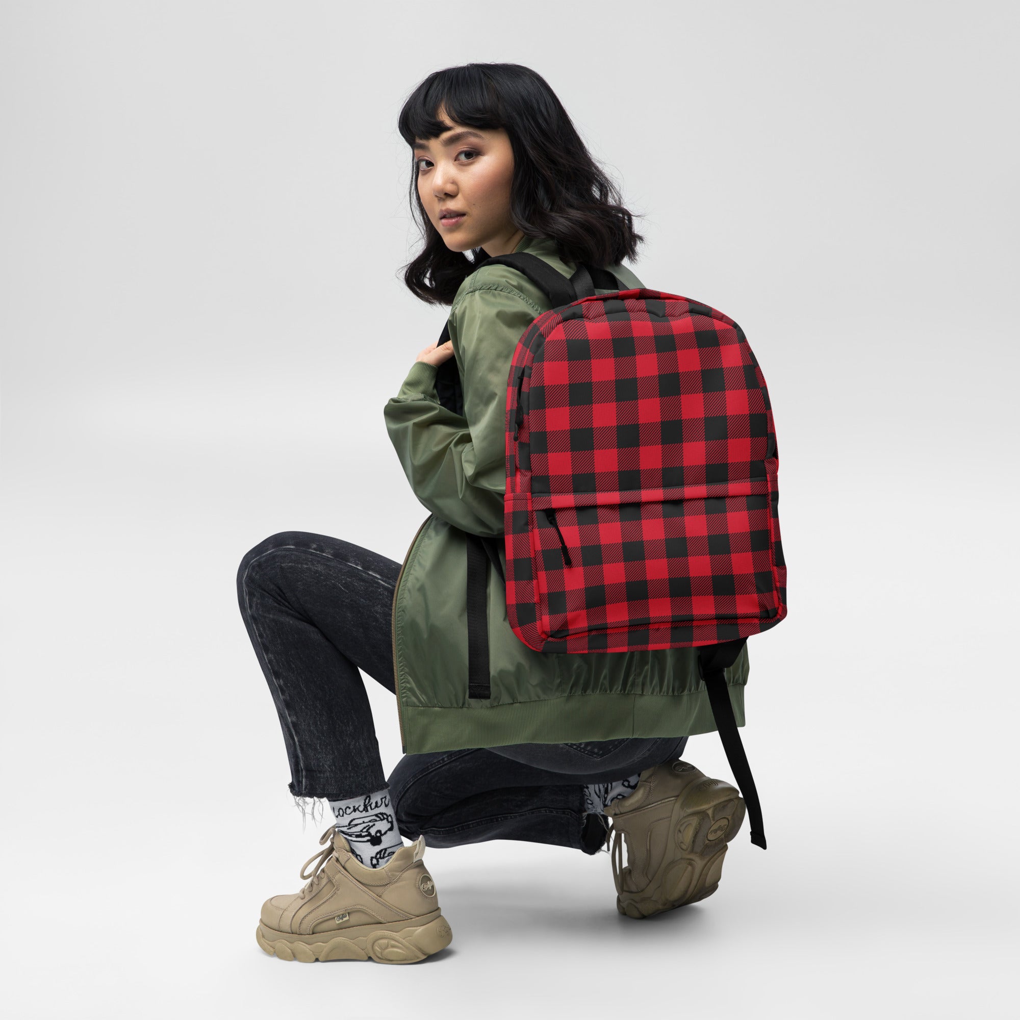 Classic Buffalo Plaid Red & Black Checkered Backpack