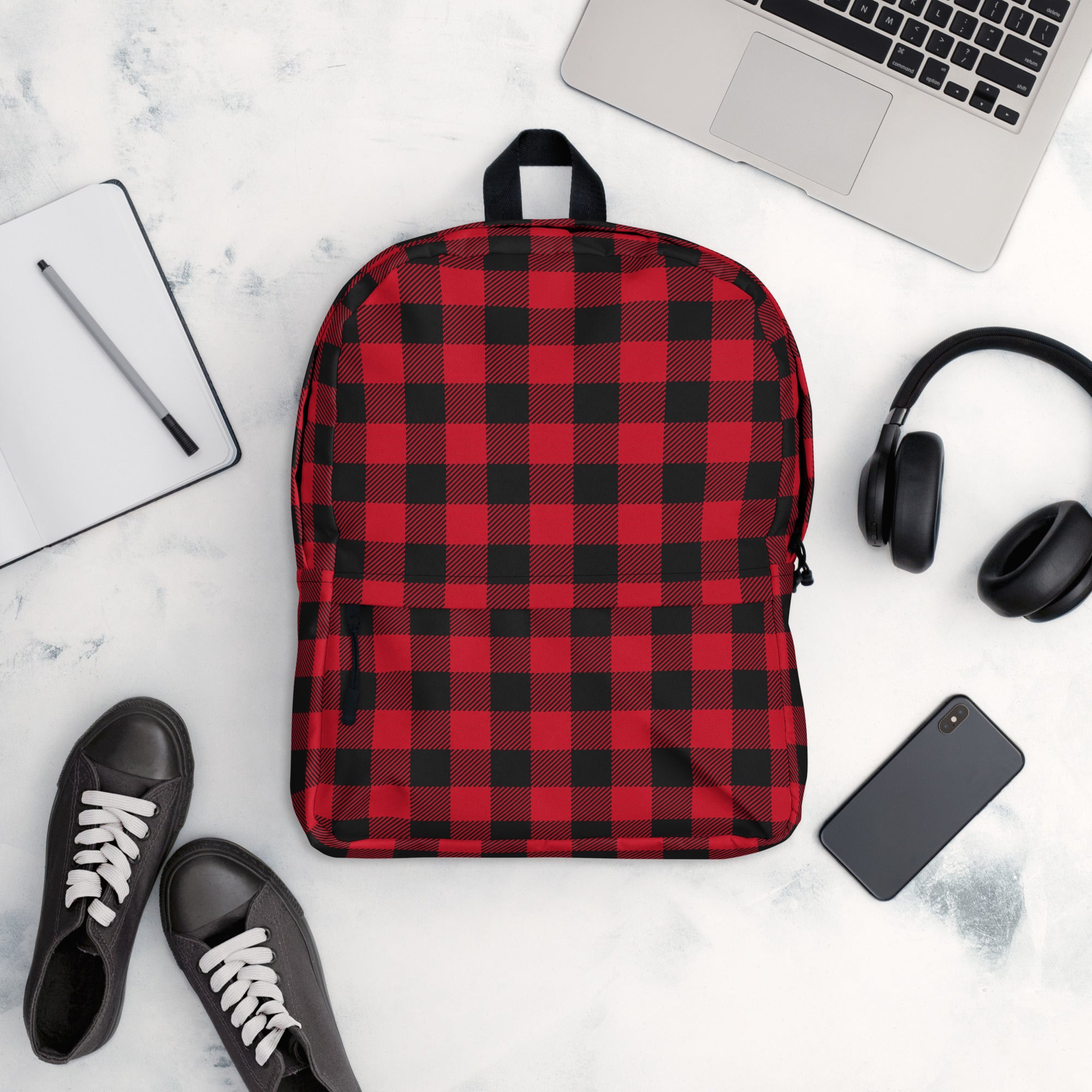 Classic Buffalo Plaid Red & Black Checkered Backpack