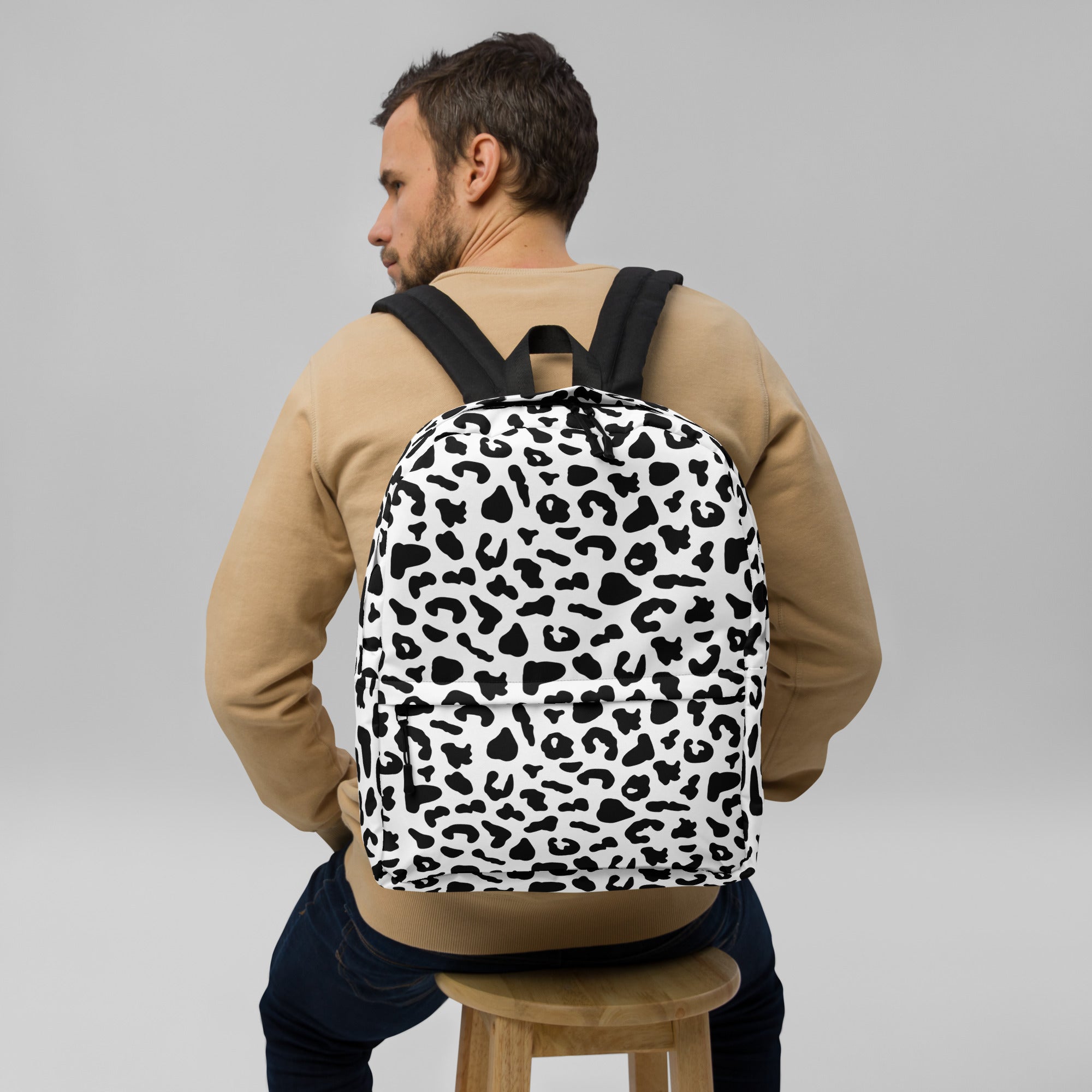 Preppy Cool Snow Leopard Print Backpack