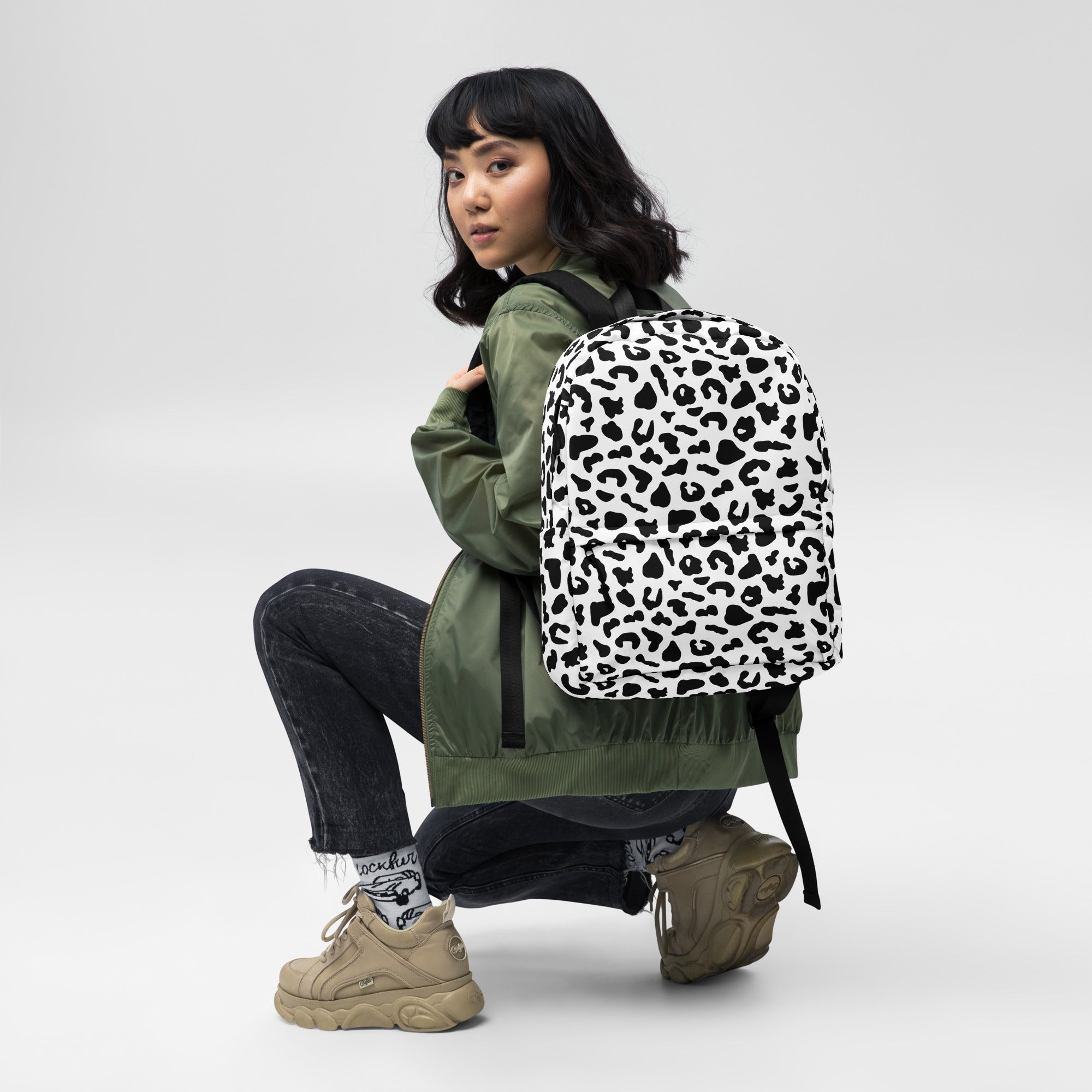 Preppy Cool Snow Leopard Print Backpack
