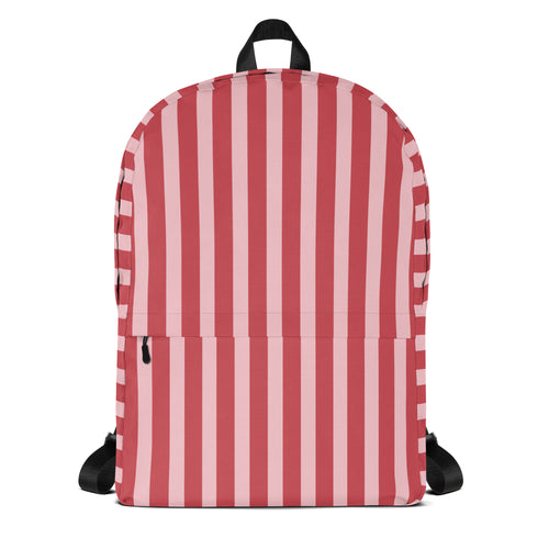 Preppy Pink Red Stripe Cute Aesthetic Backpack