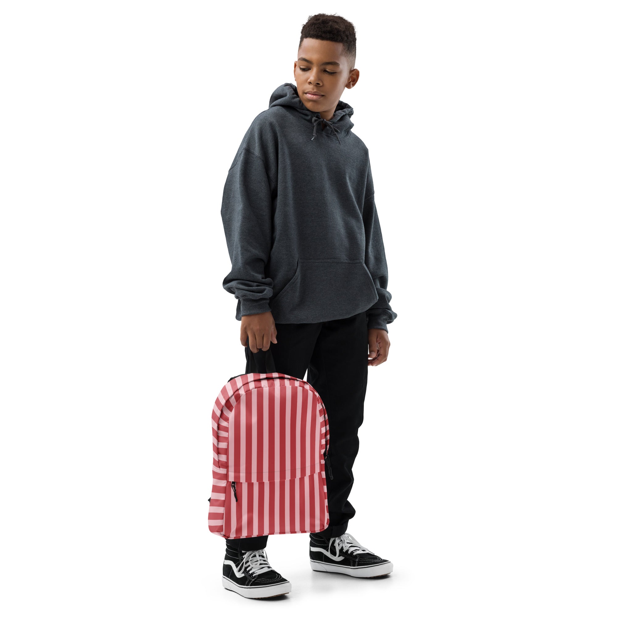Preppy Pink Red Stripe Cute Aesthetic Backpack