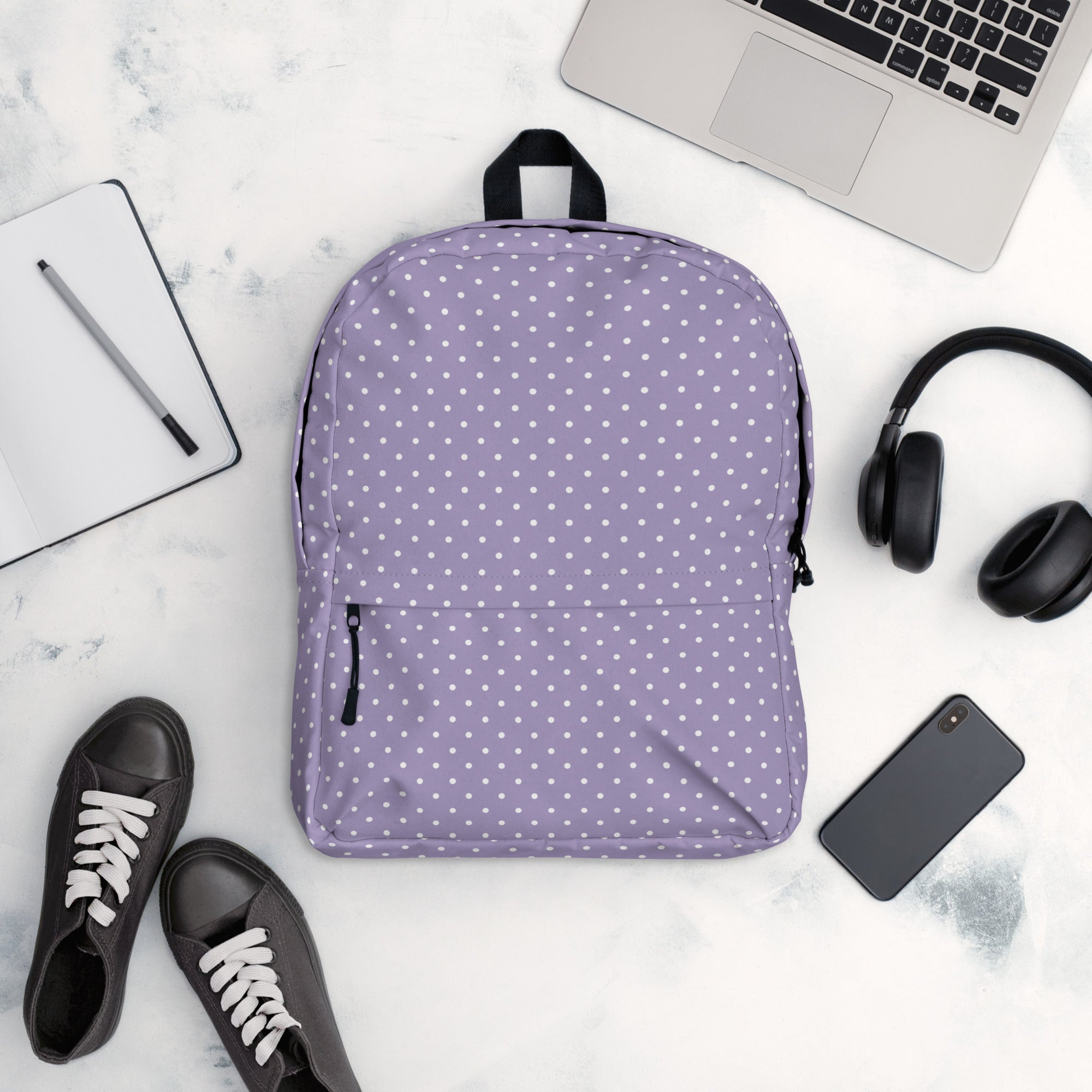 Preppy Purple Vintage Mini Polka Dot Aesthetic Backpack