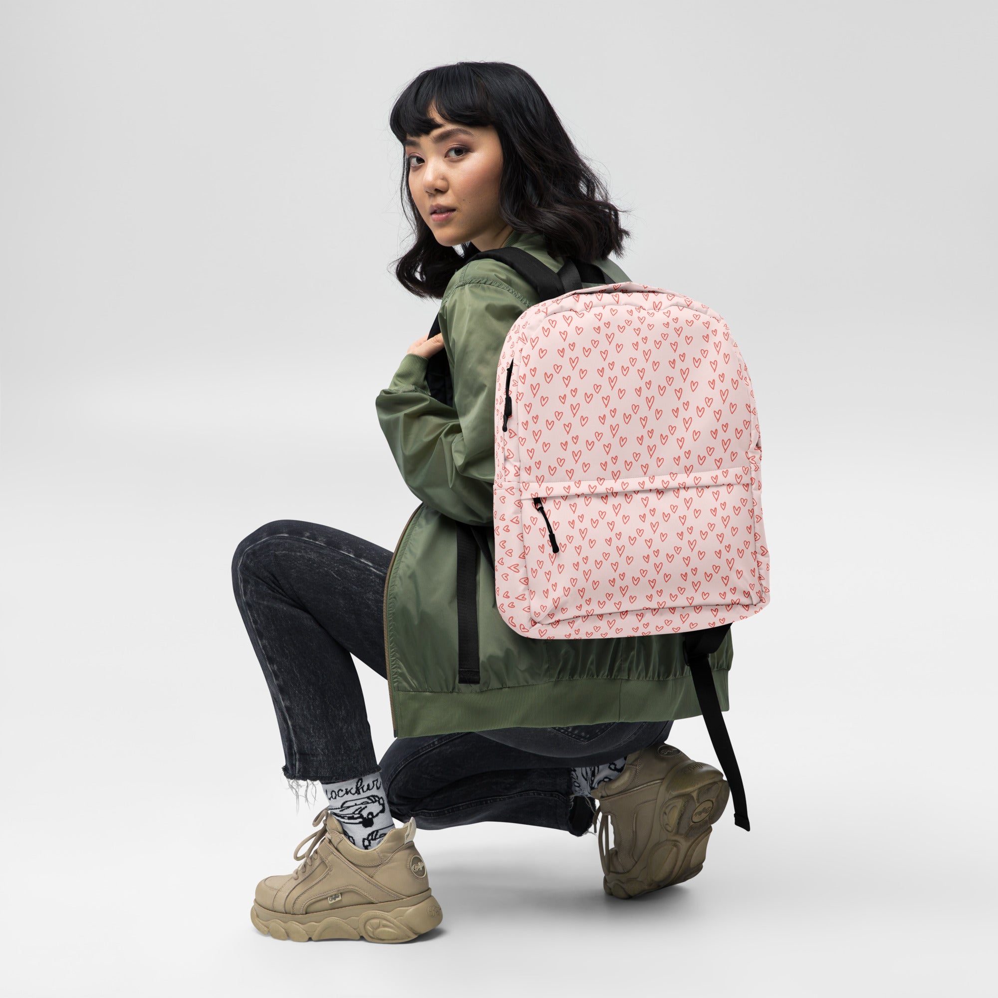 Preppy Cute Pink Little Hearts Valentines Backpack
