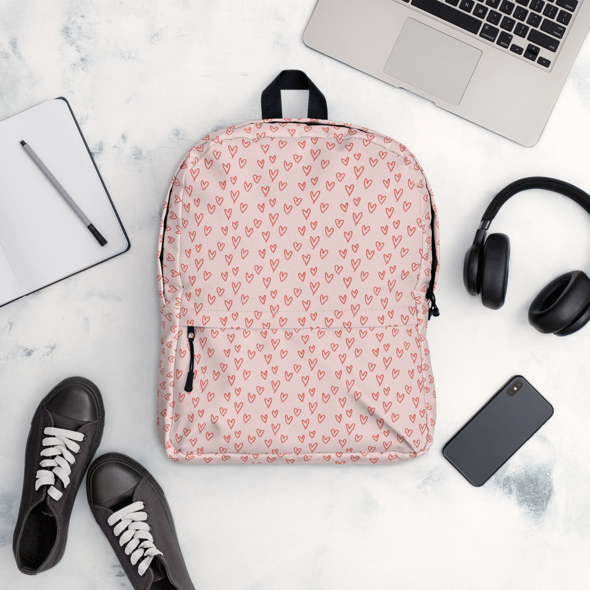 Preppy Cute Pink Little Hearts Valentines Backpack