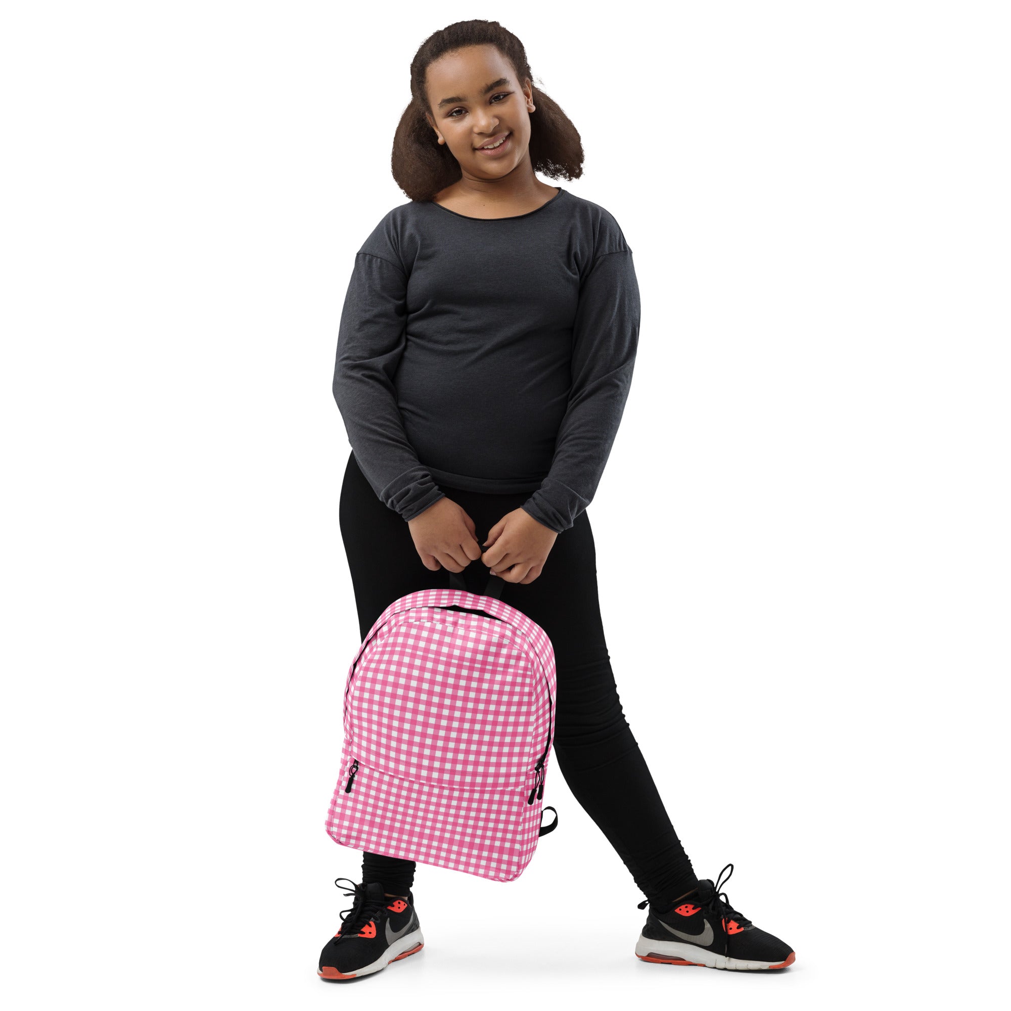Preppy Pink Cute Gingham Summer Backpack for Girls