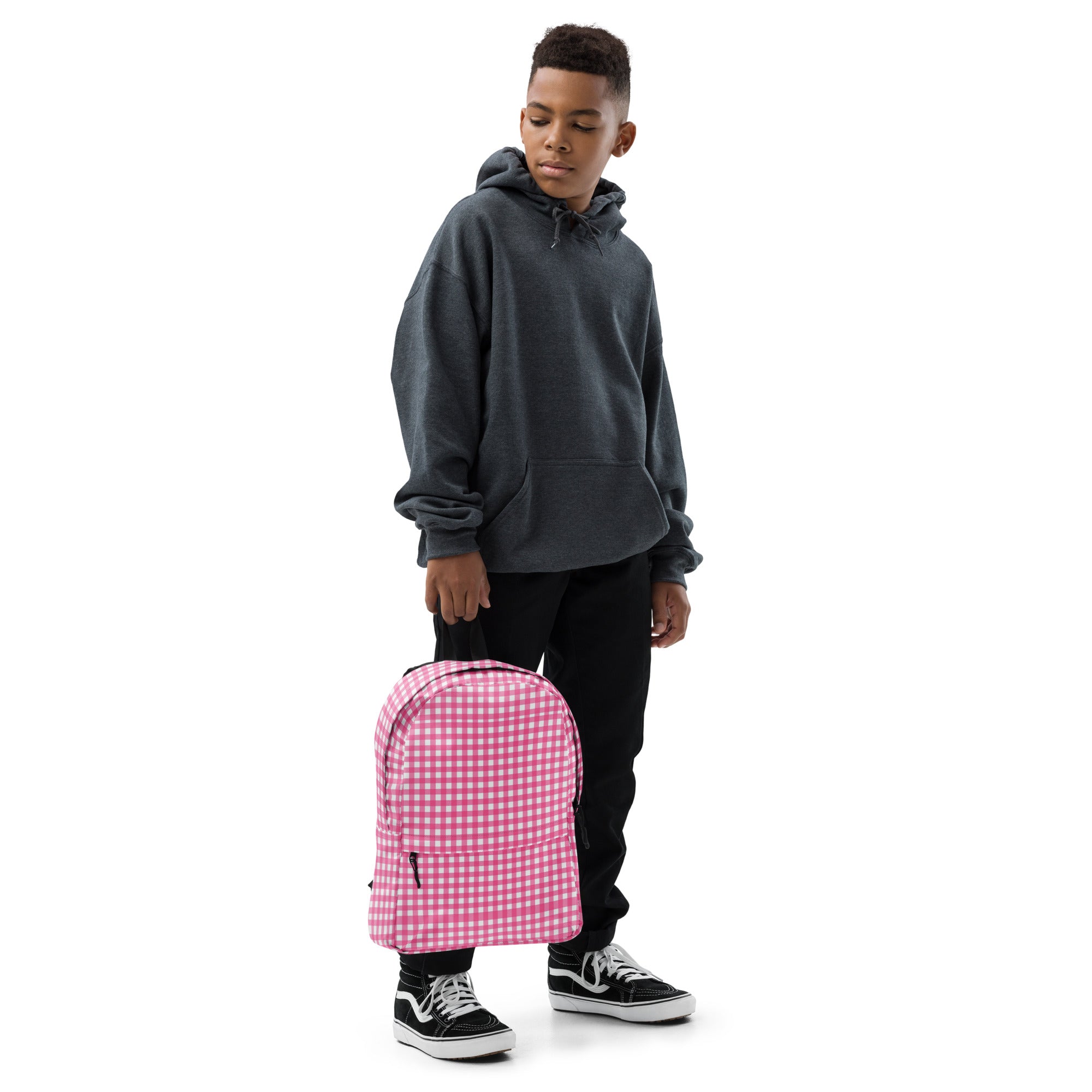 Preppy Pink Cute Gingham Summer Backpack for Girls