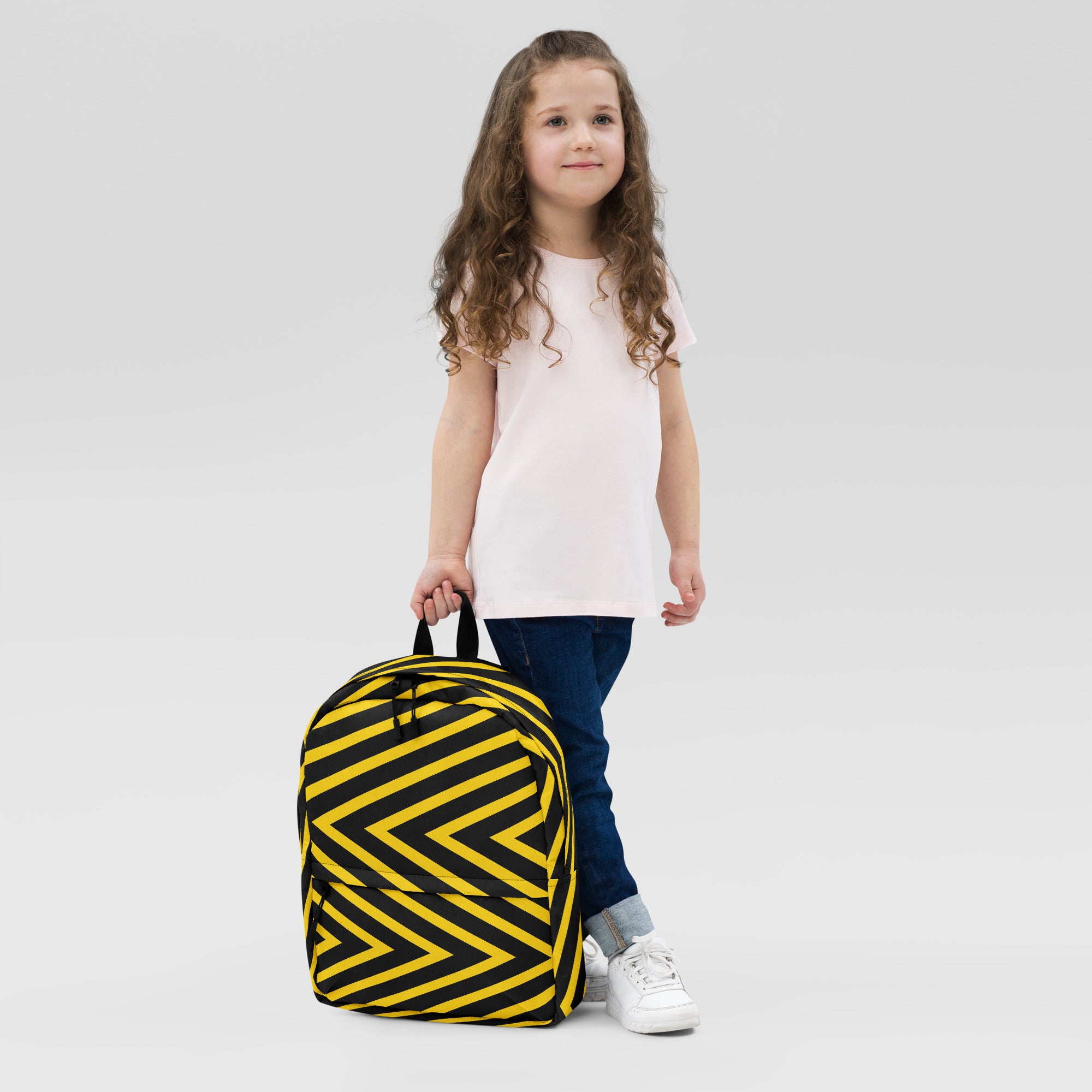 Trendy Black & Yellow Geometric Backpack