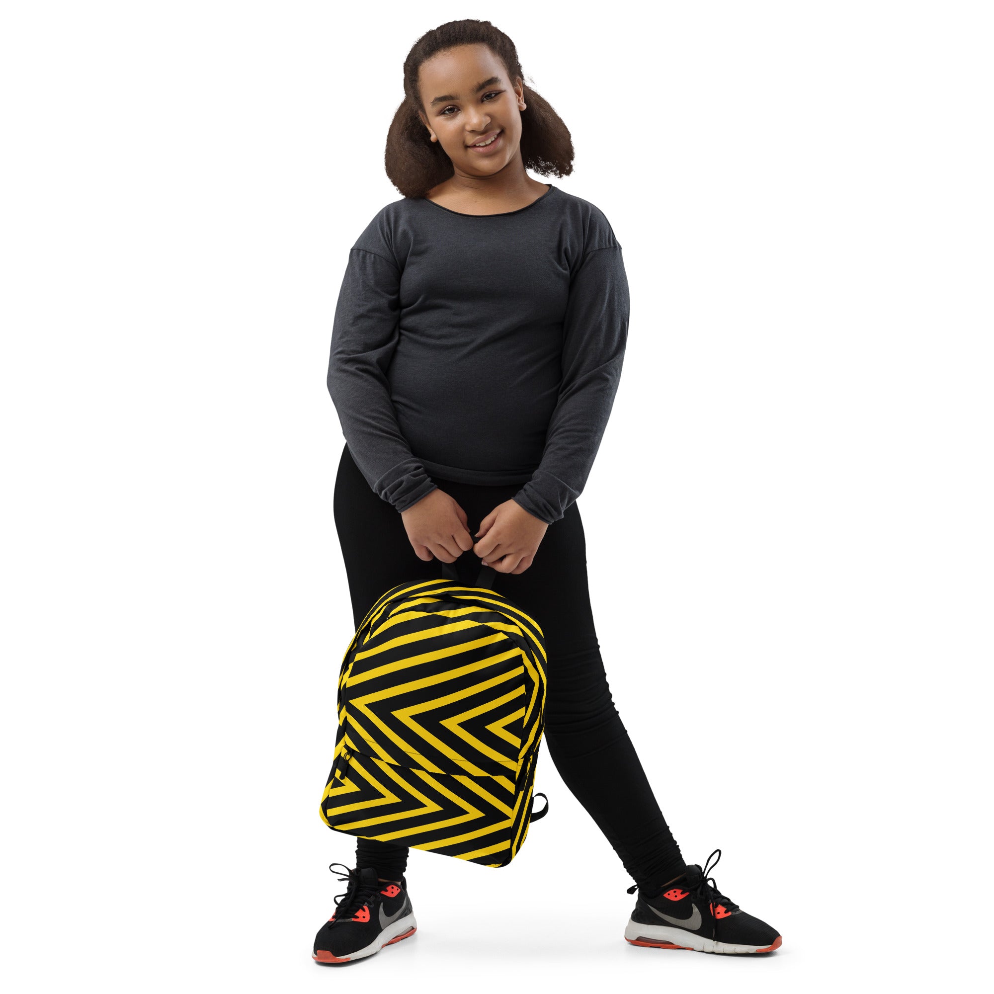 Trendy Black & Yellow Geometric Backpack