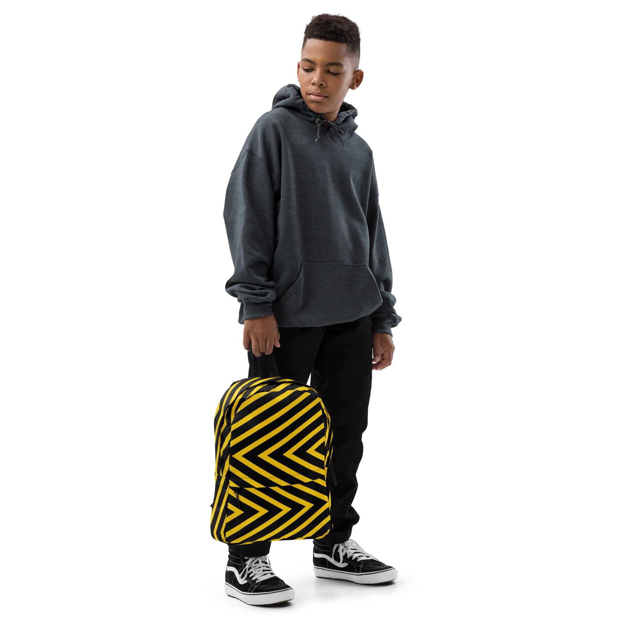 Trendy Black & Yellow Geometric Backpack
