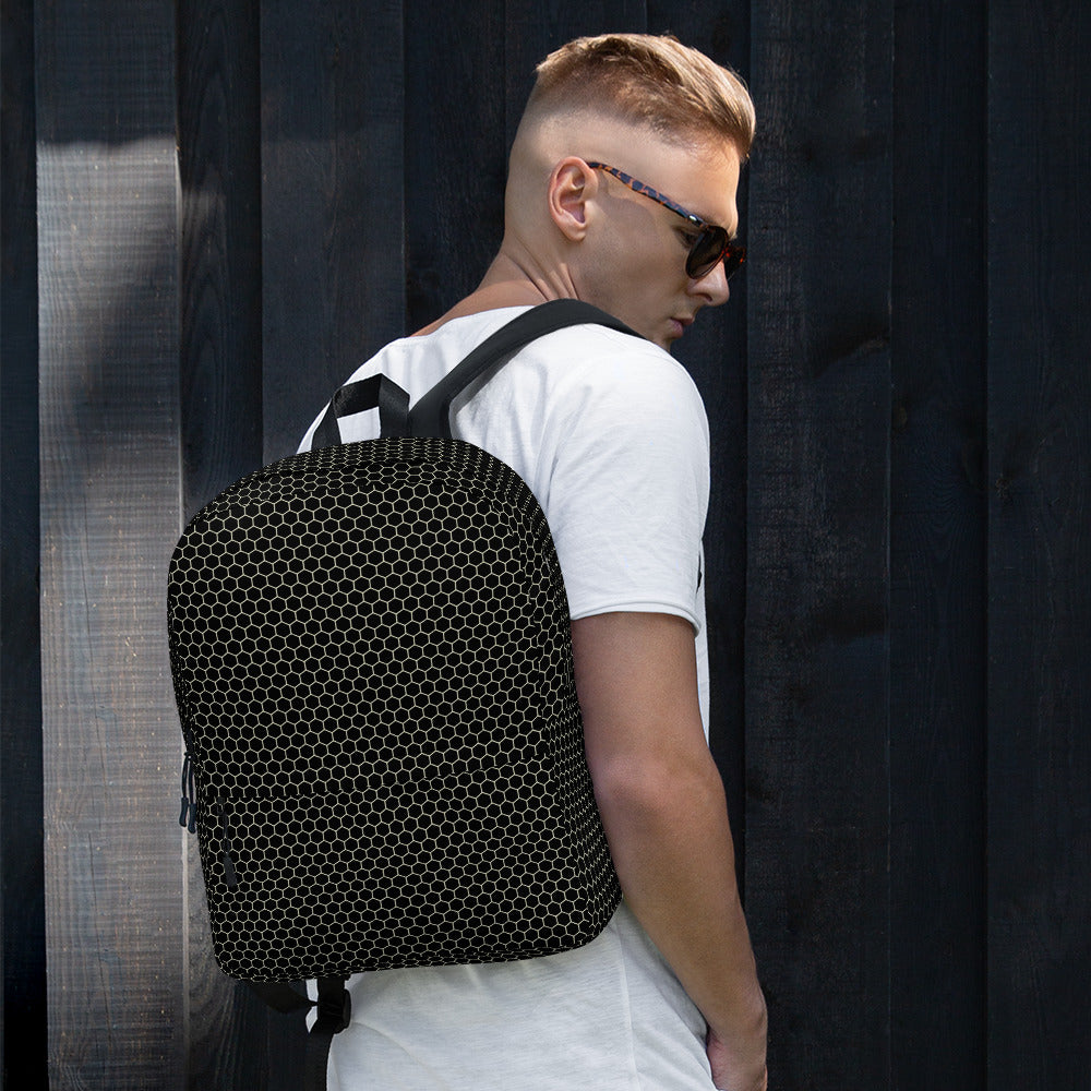 Trendy Beehive Honeycomb Black Hexagon Geometric Backpack